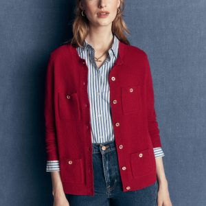 Marianne Merino Wool Cardigan-Crimson Red