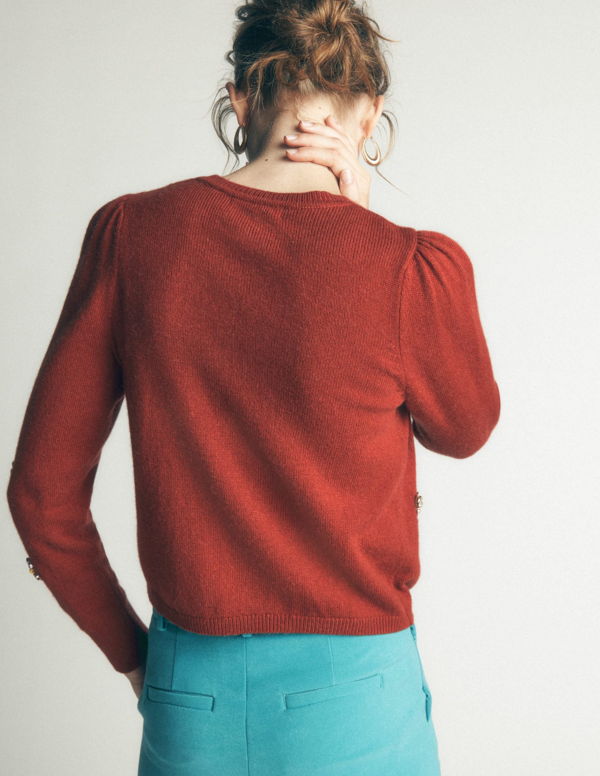Ria Embellished Knit Cardigan-Gingerbread - Image 2