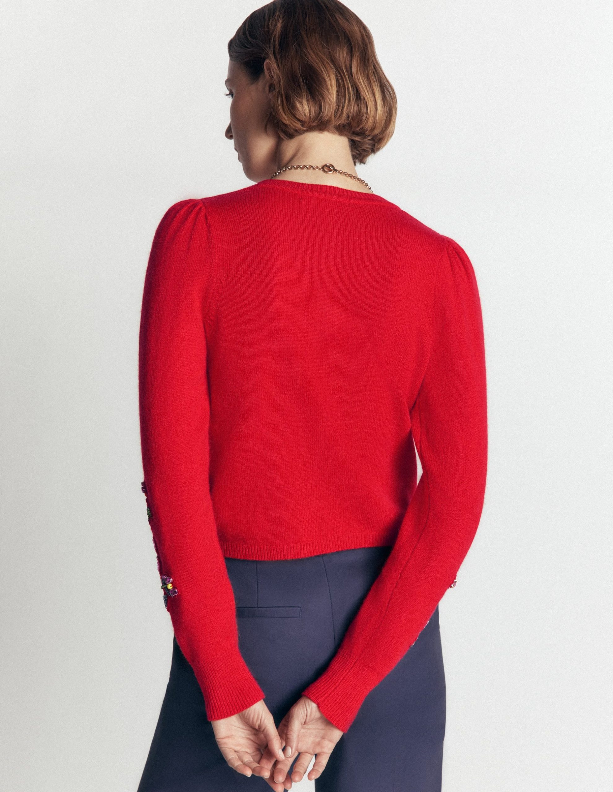 Ria Embellished Knit Cardigan-Poppy Red - Image 4