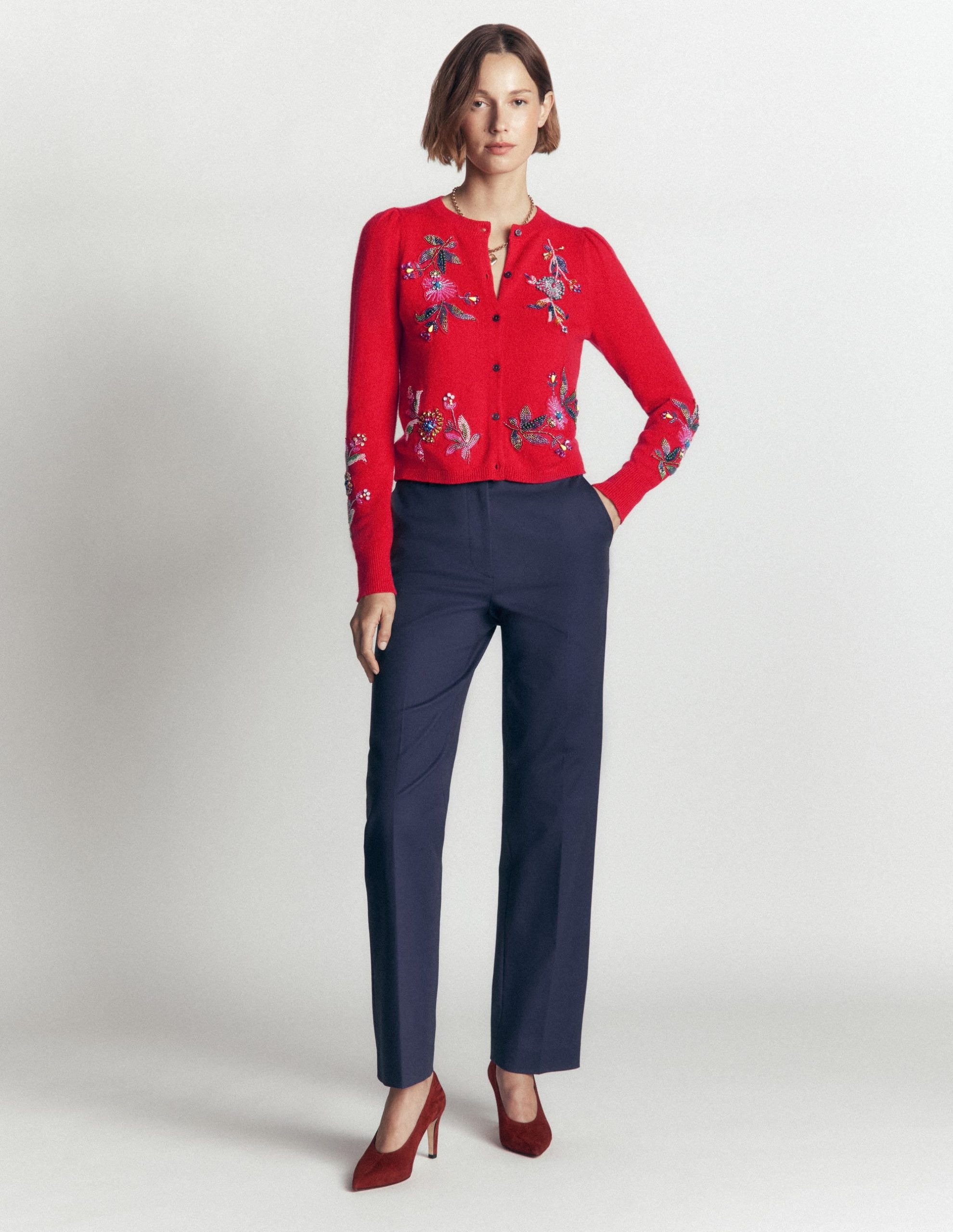 Ria Embellished Knit Cardigan-Poppy Red - Image 5
