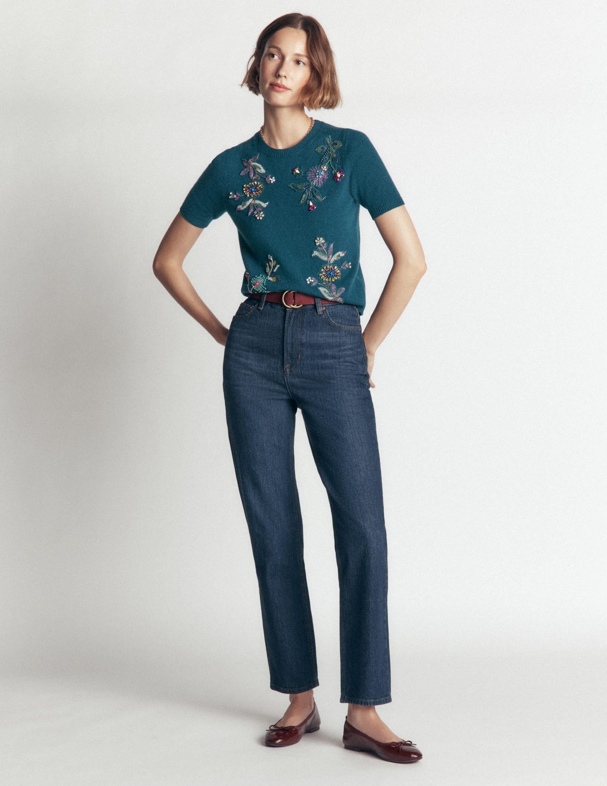 Ria Embellished Knit T-Shirt-Deep Aurora Blue - Image 5