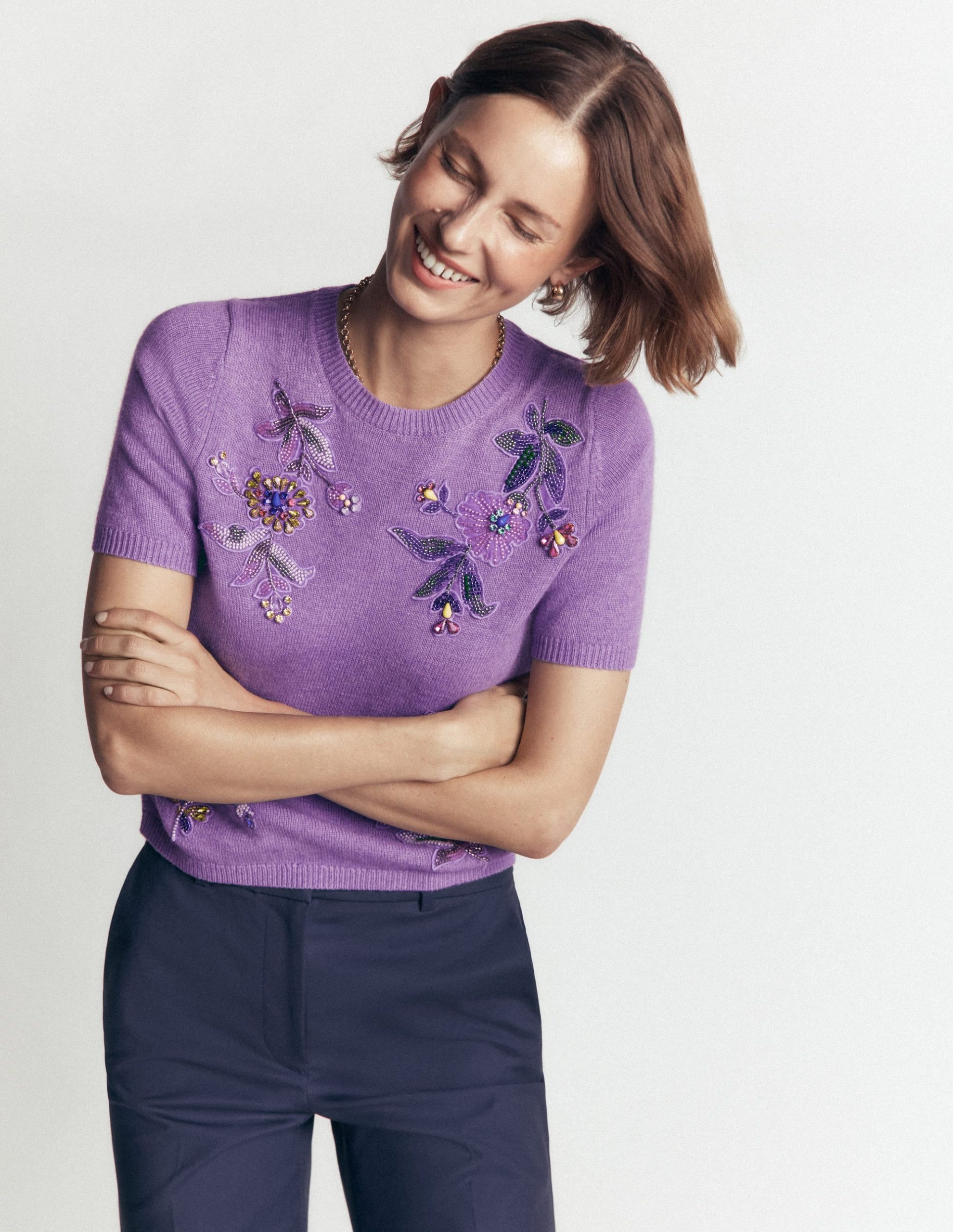 Ria Embellished Knit T-Shirt-Amethyst Purple - Image 5