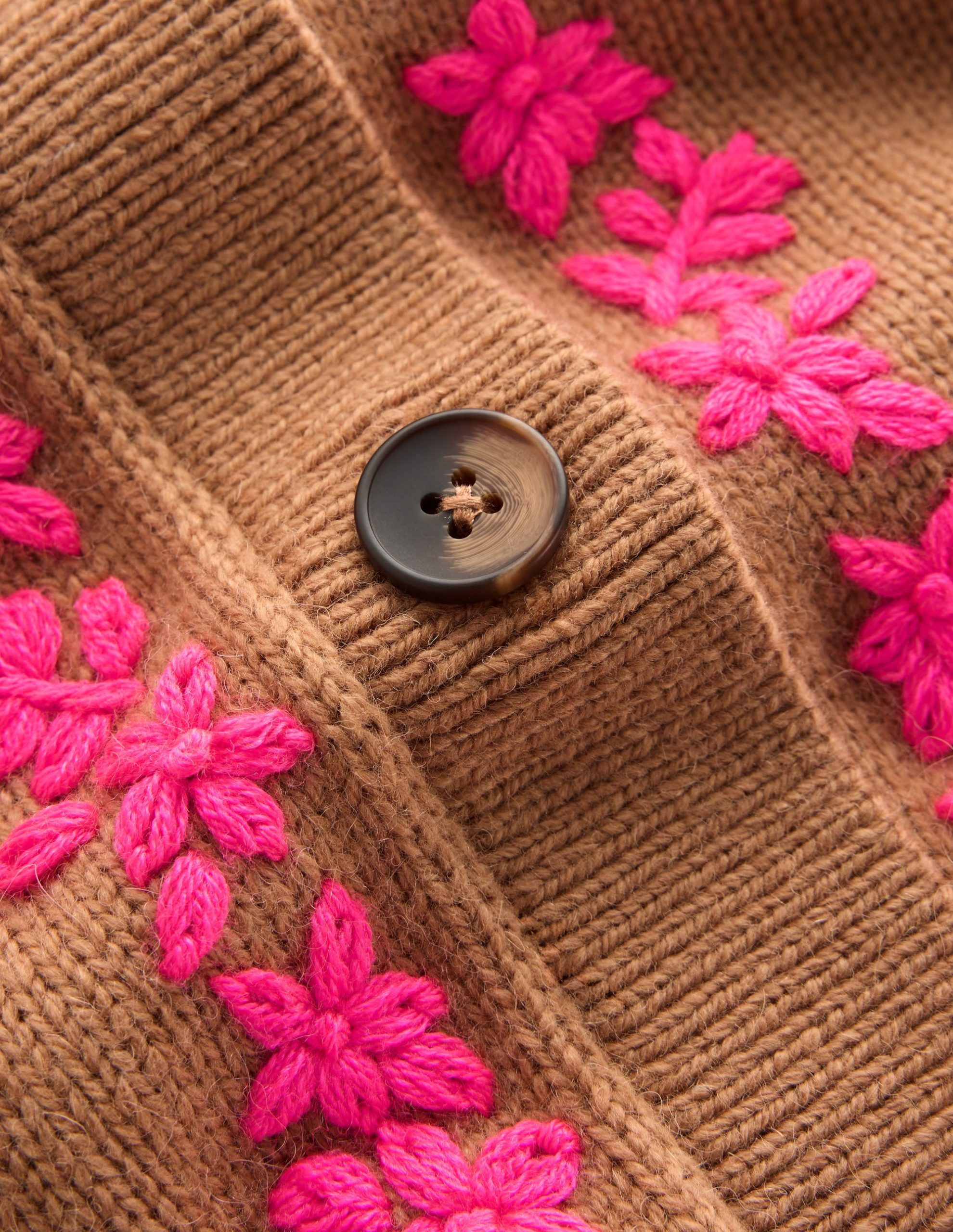 Ella Embroidered Knit Cardigan-Camel. Embroidery - Image 6