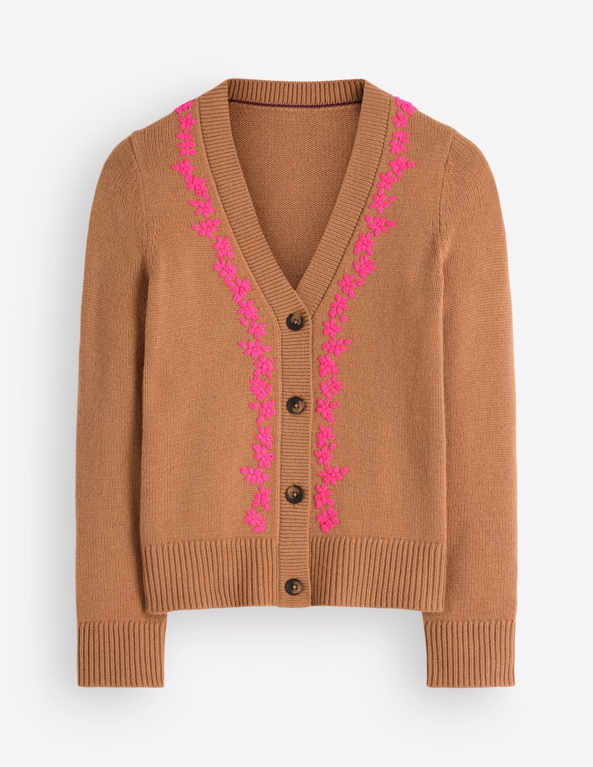 Ella Embroidered Knit Cardigan-Camel. Embroidery - Image 5