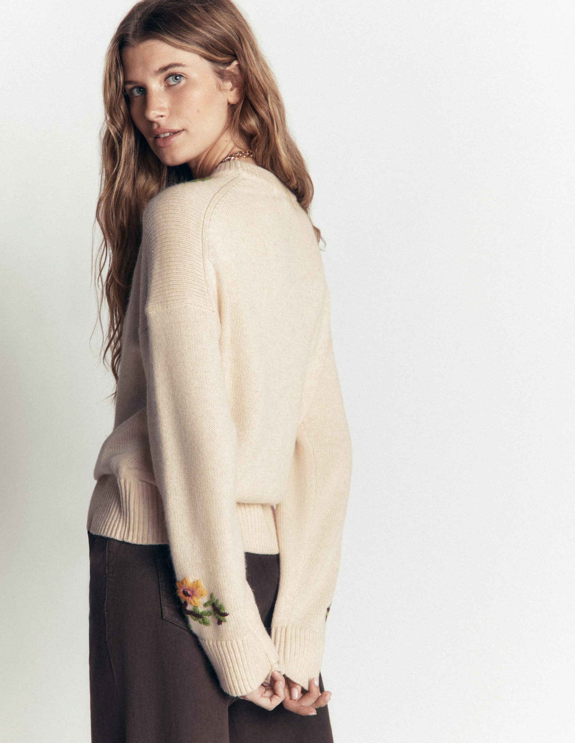 Ella Embroidered Knit Sweater-Ivory Embroidery - Image 4