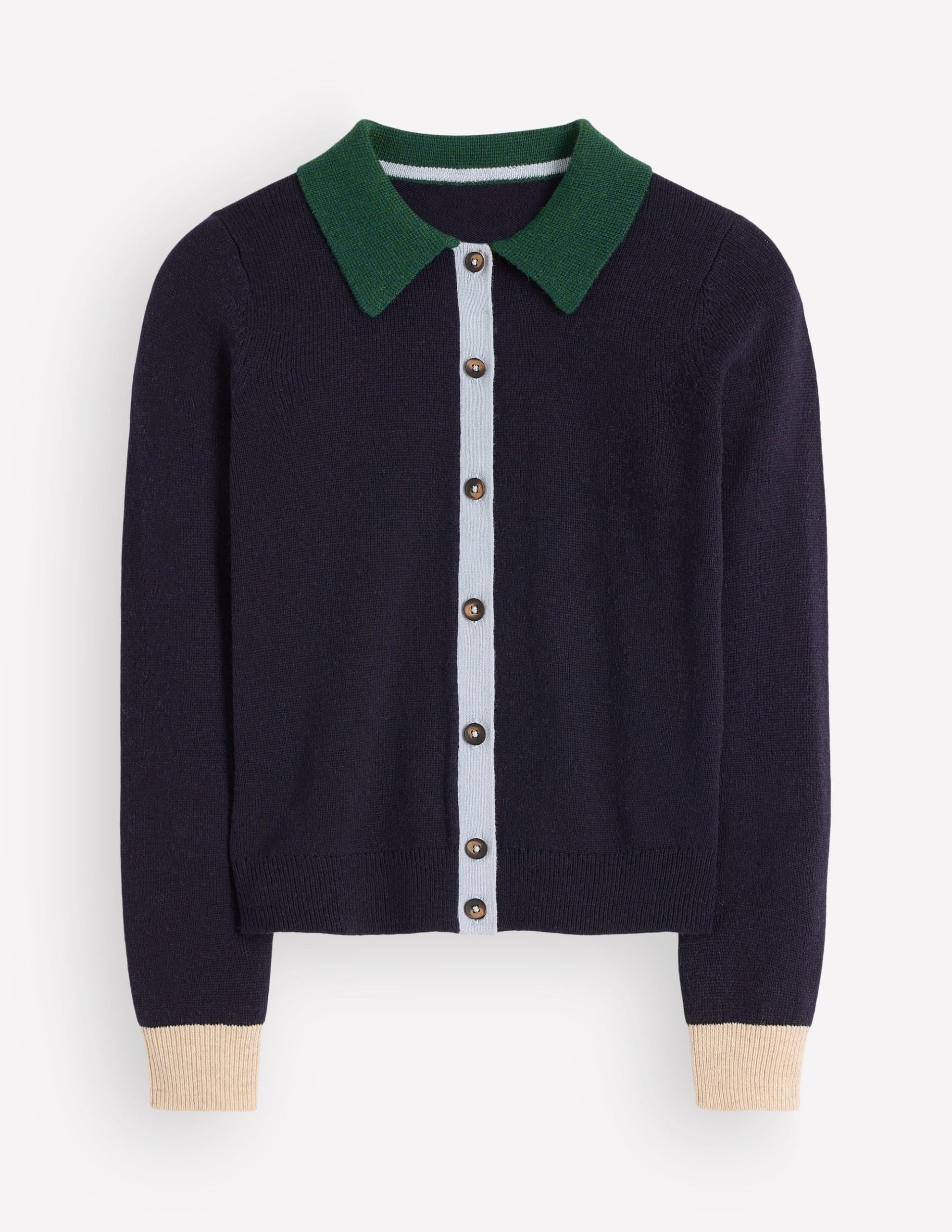 Ariadne Wool Blend Cardigan-Navy Colour Block - Image 5