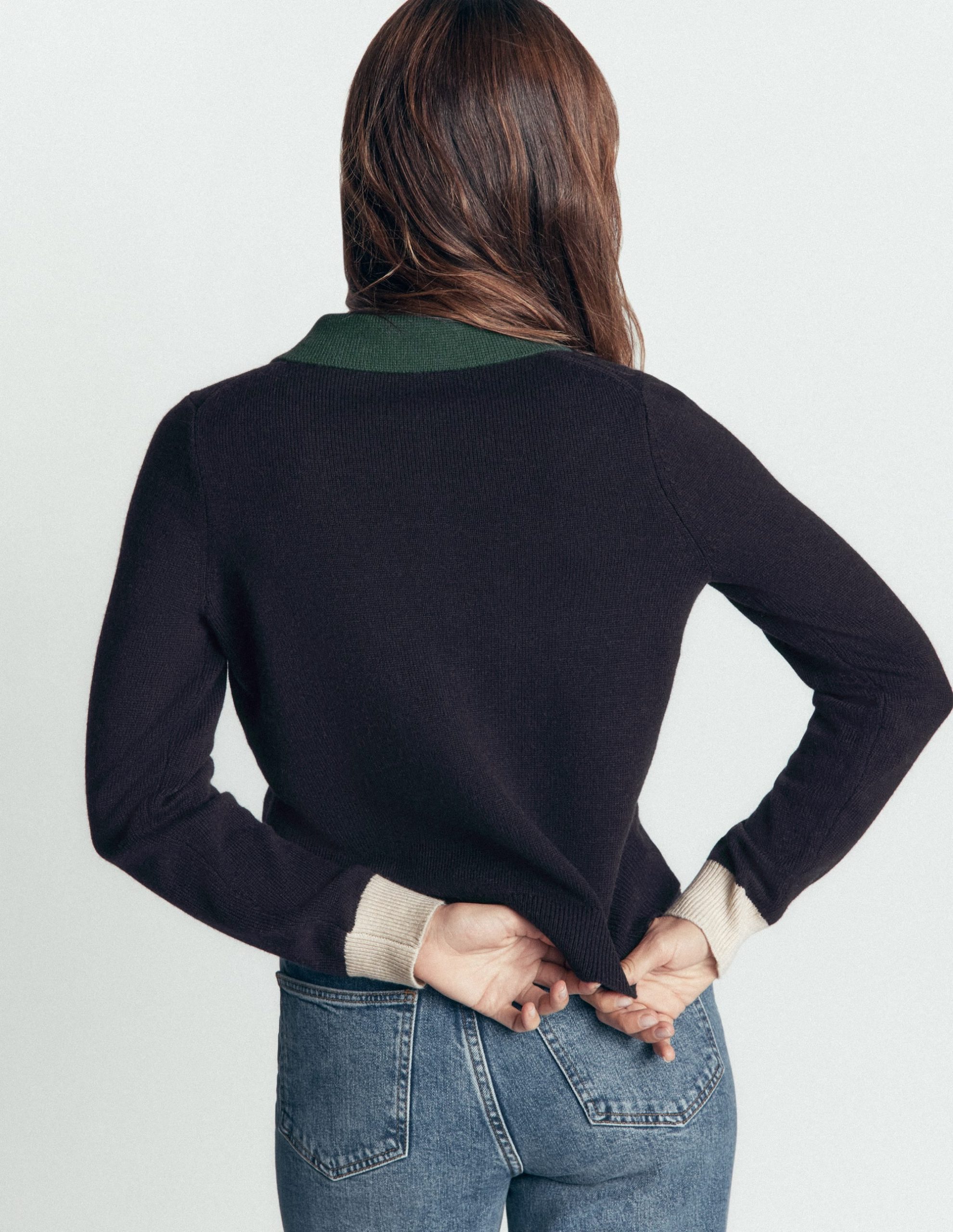 Ariadne Wool Blend Cardigan-Navy Colour Block - Image 3