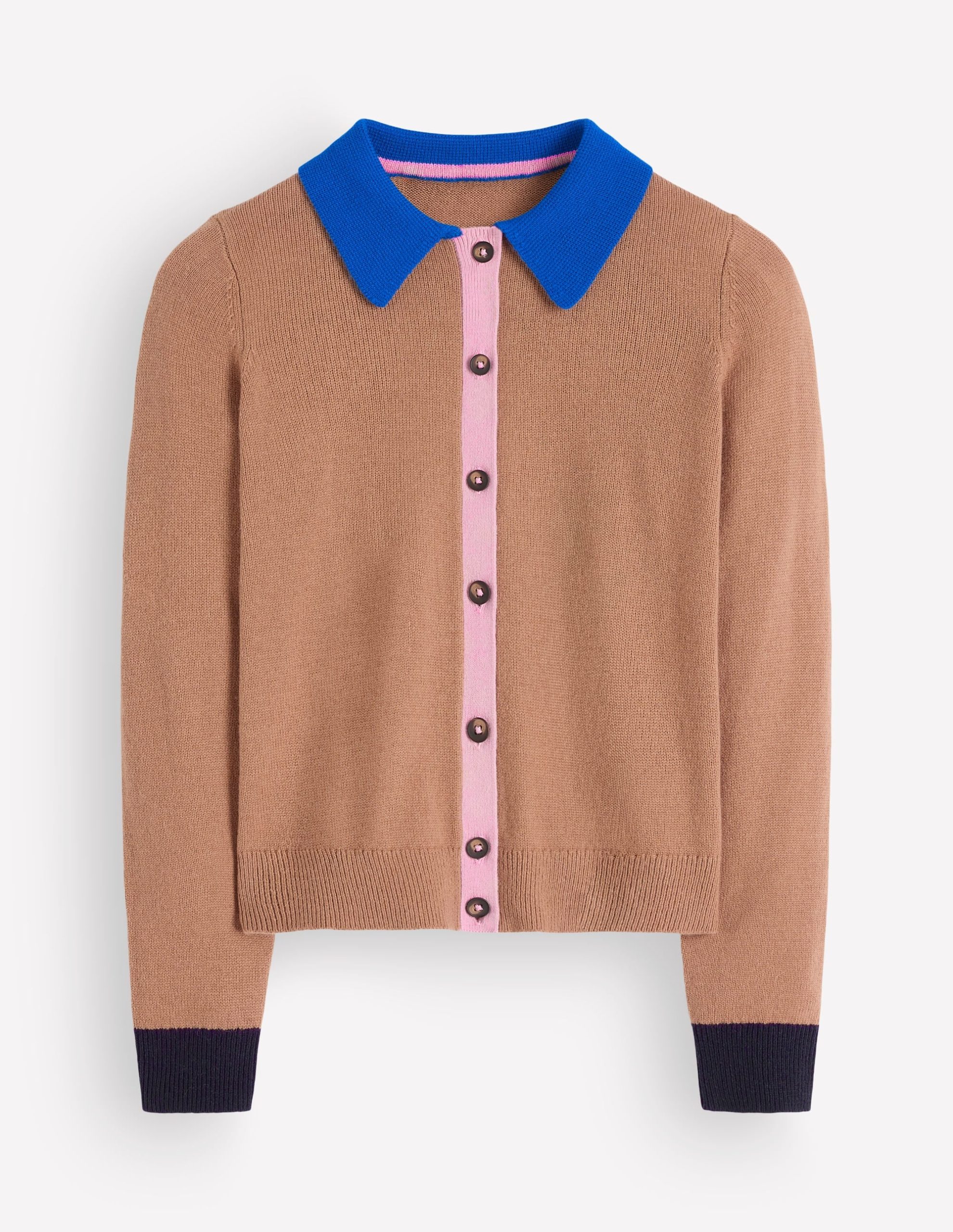 Ariadne Wool Blend Cardigan-Camel Melange. Colour Block - Image 5