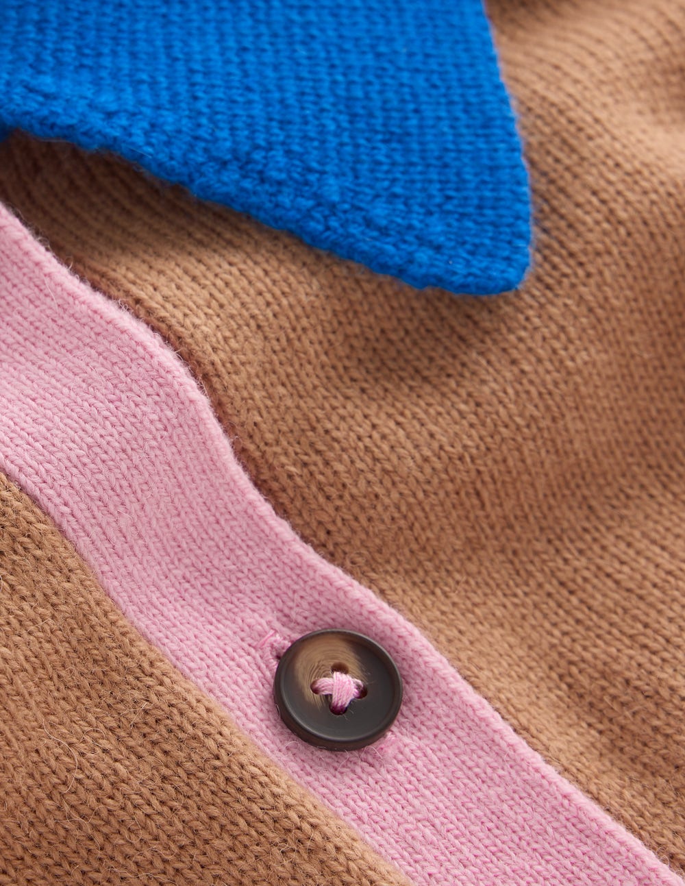 Ariadne Wool Blend Cardigan-Camel Melange. Colour Block - Image 6