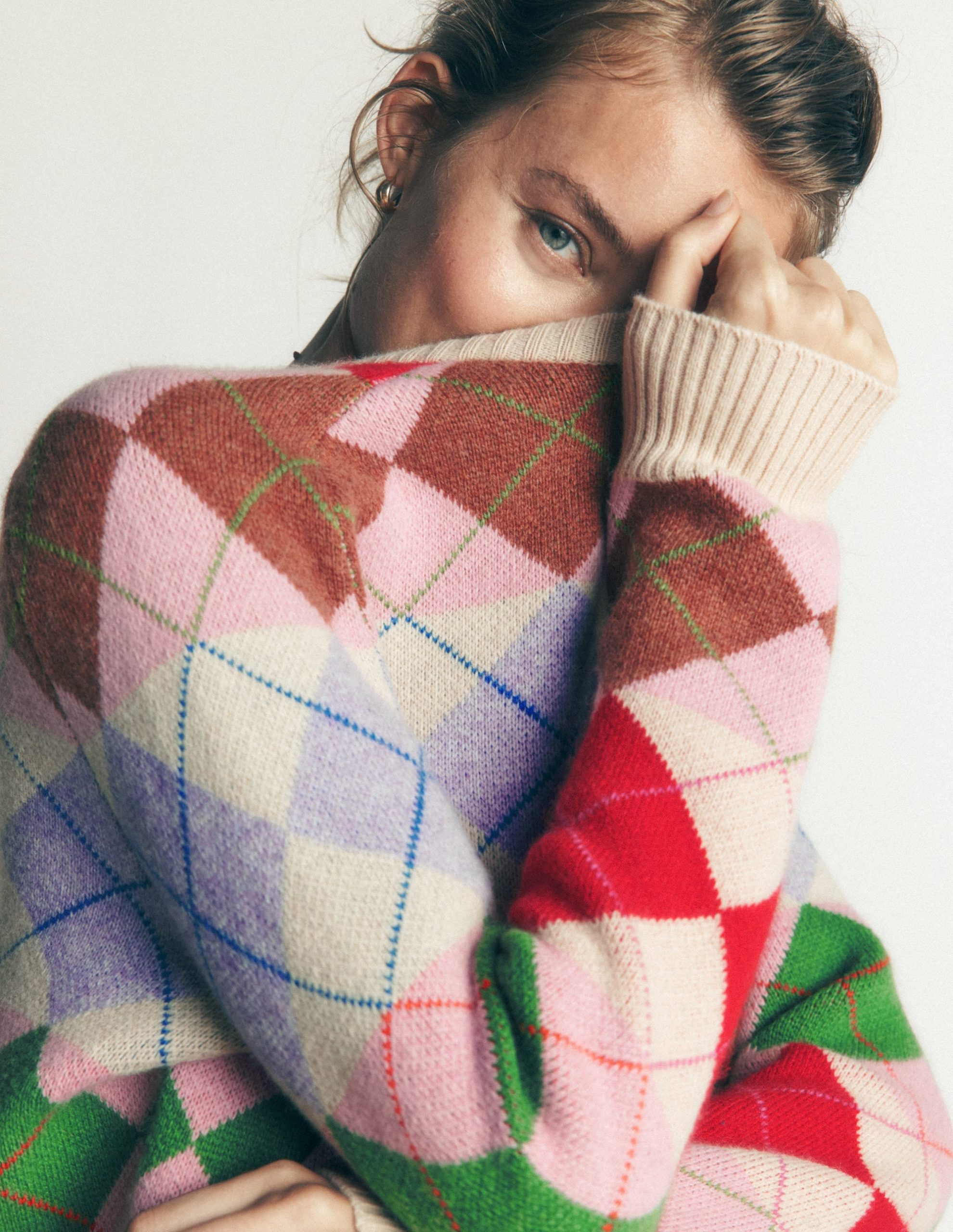 Ariadne Wool Blend Sweater-Multi Argyle - Image 3