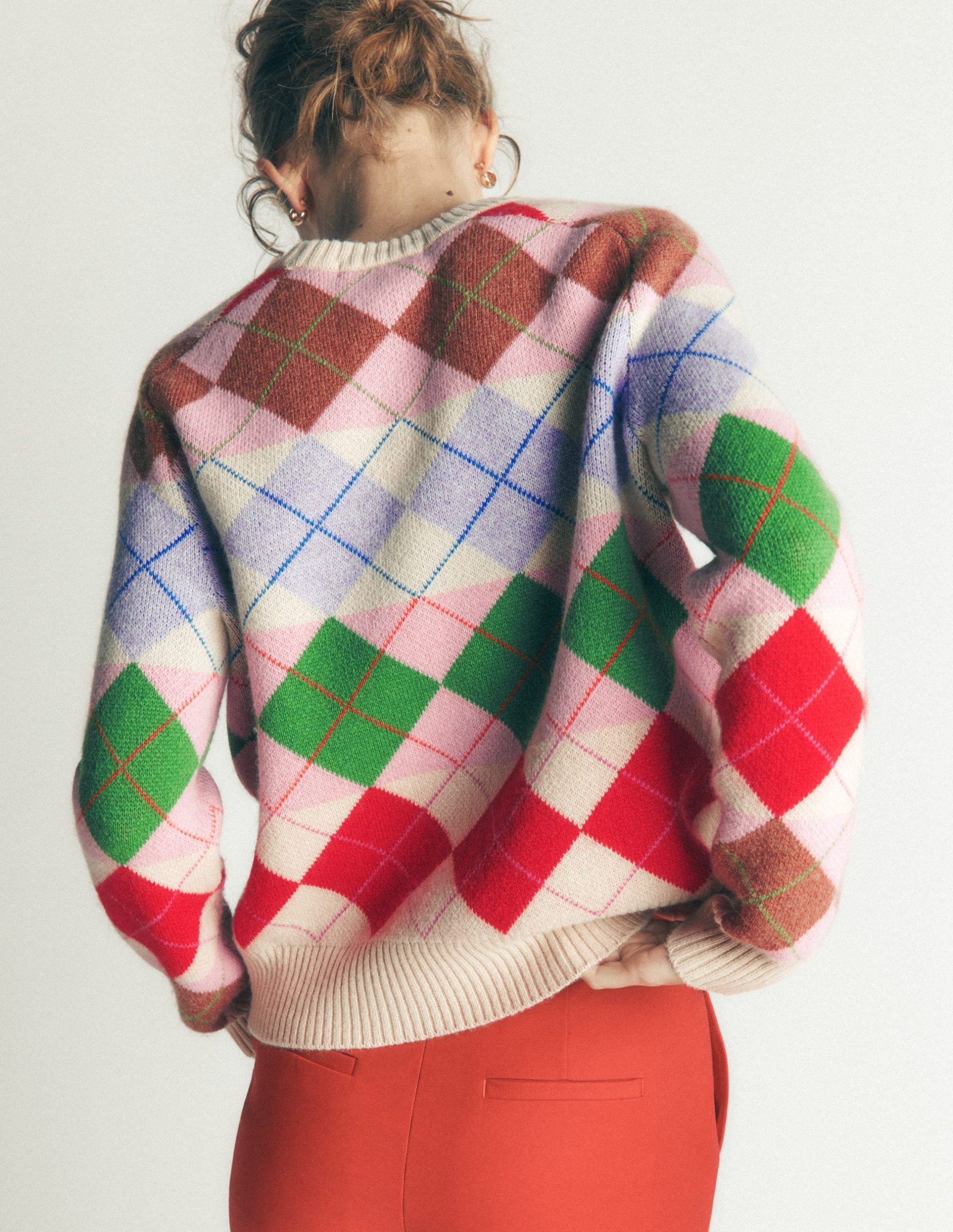Ariadne Wool Blend Sweater-Multi Argyle - Image 4
