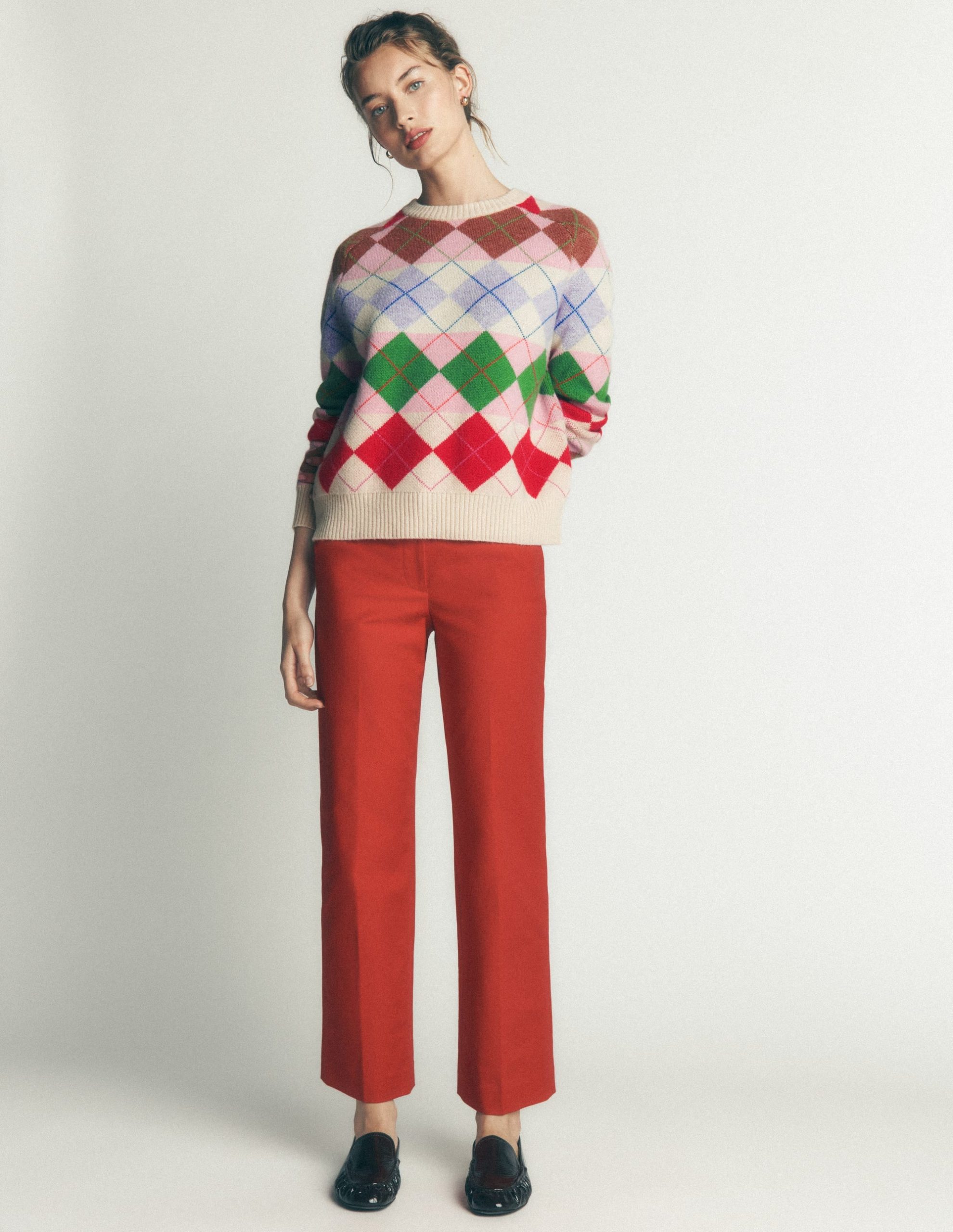 Ariadne Wool Blend Sweater-Multi Argyle - Image 5