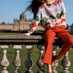 Ariadne Wool Blend Sweater-Multi Argyle