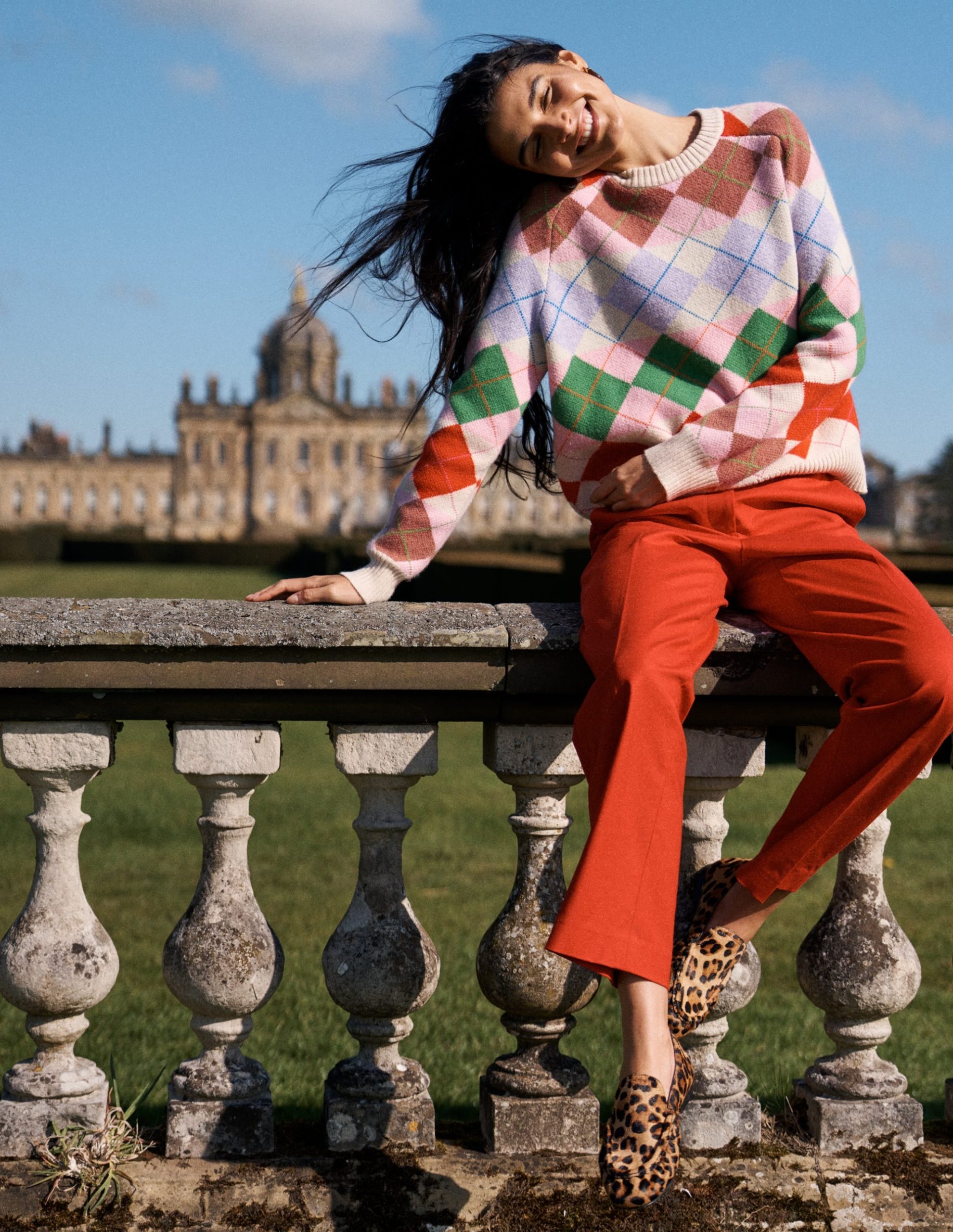 Ariadne Wool Blend Sweater-Multi Argyle