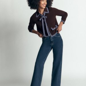 Elizabeth Bow Knitted Jacket-Bitter Chocolate