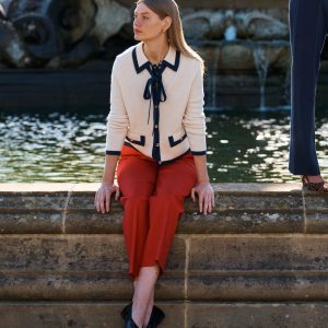 Elizabeth Bow Knitted Jacket-Warm Ivory
