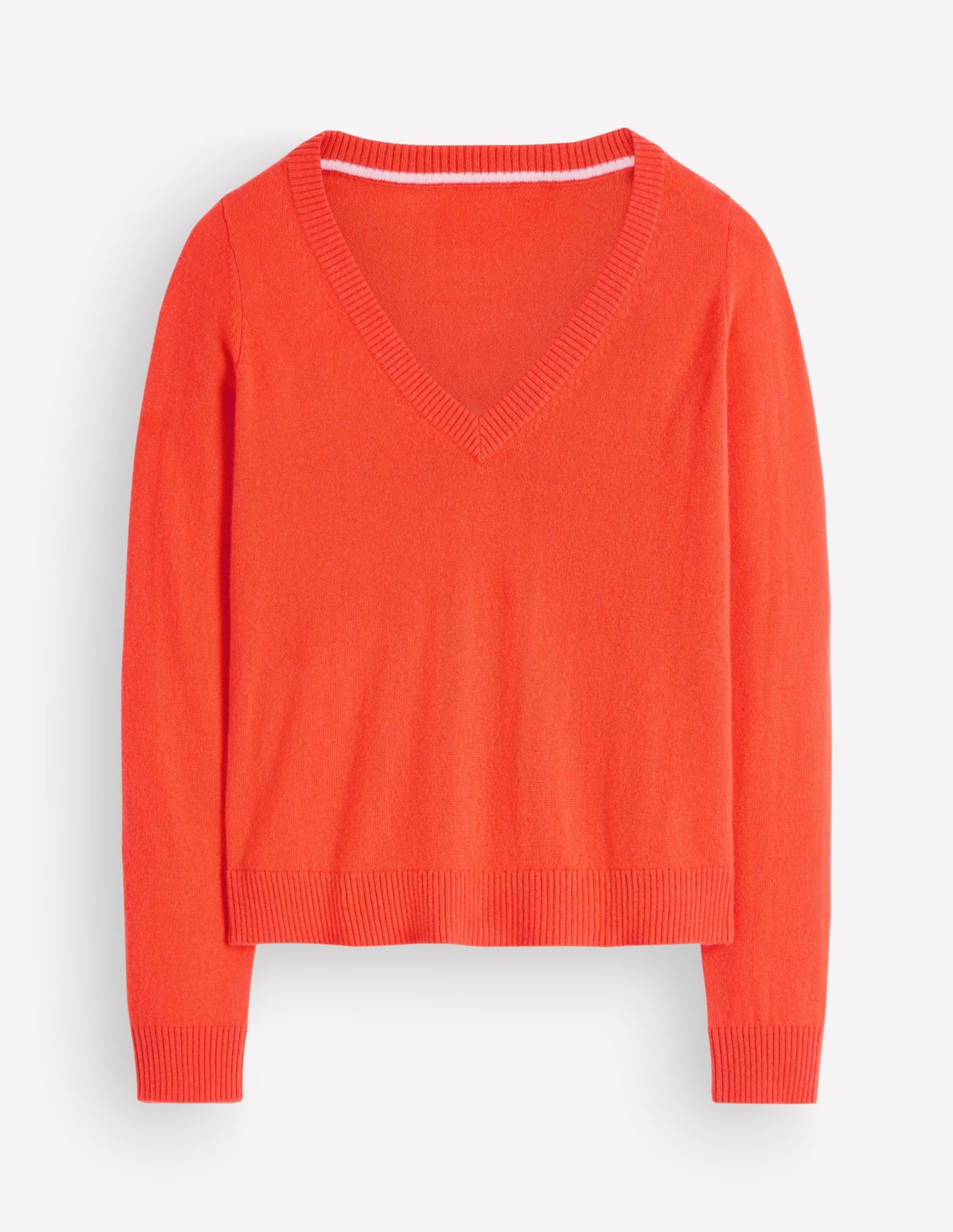 Elsie Cashmere V Neck Sweater-Orange Lily - Image 5