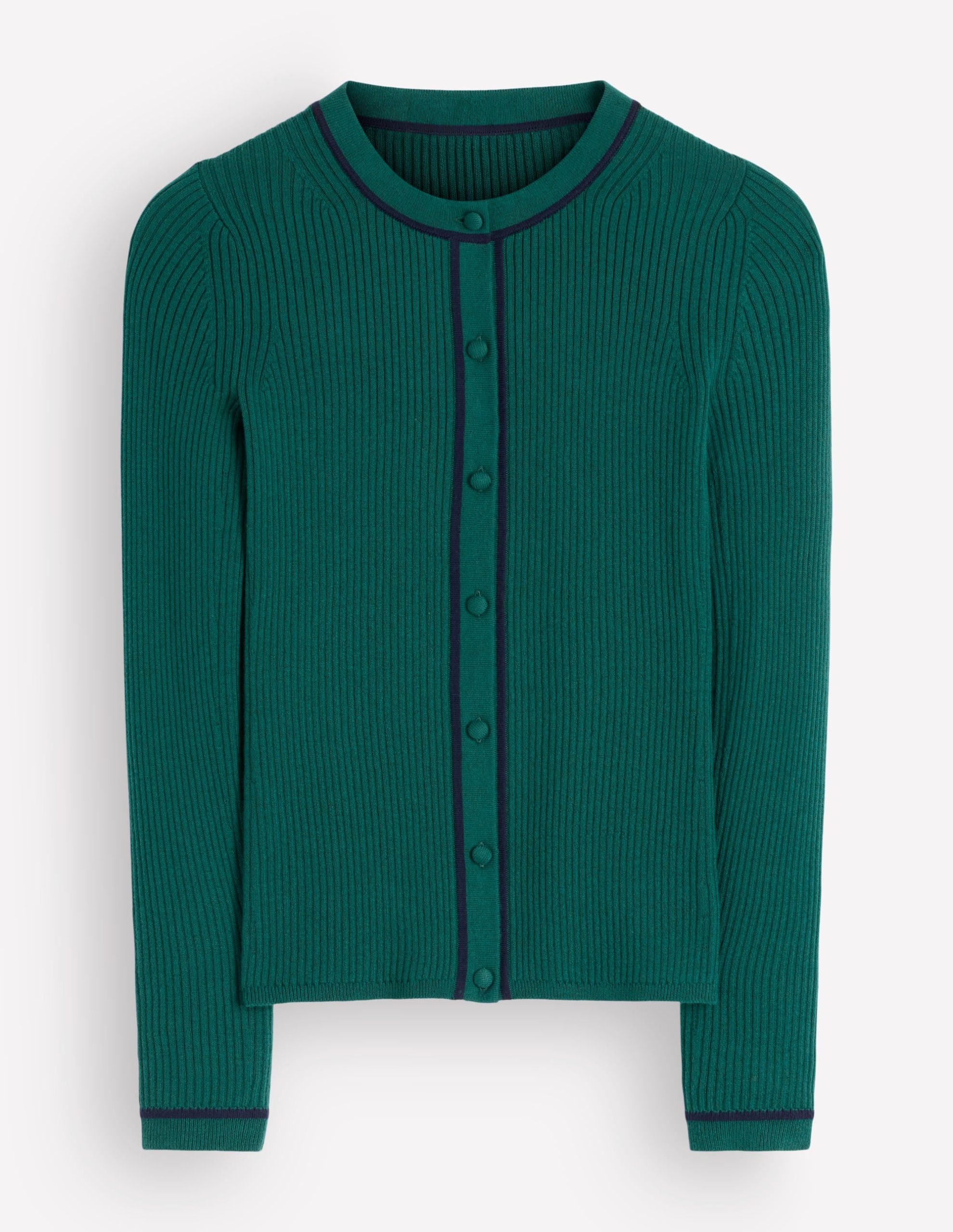 Paula Ribbed Crew Cardigan-Midnight Teal - Image 6