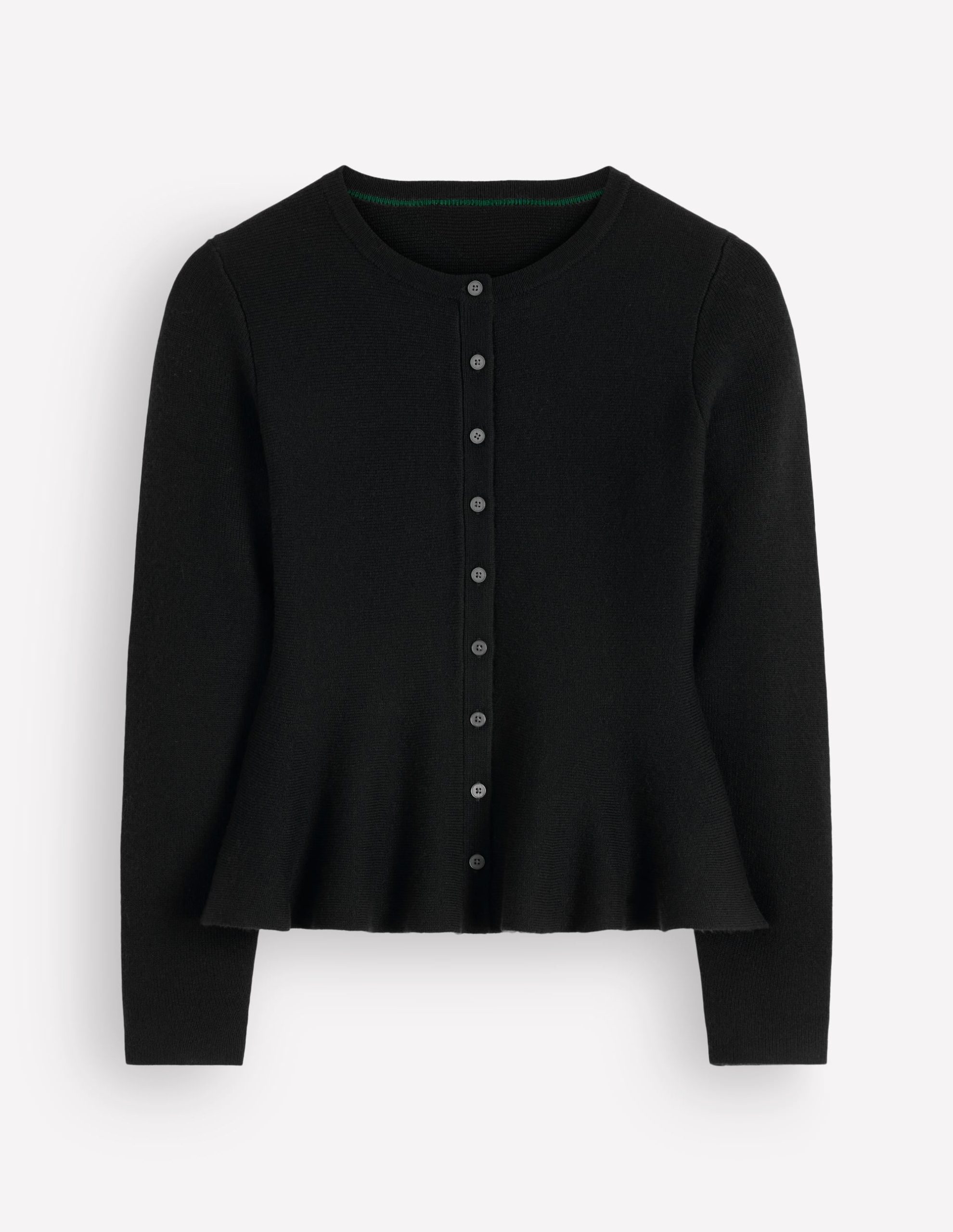 Fitted Wool Peplum Cardigan-Black - Image 6