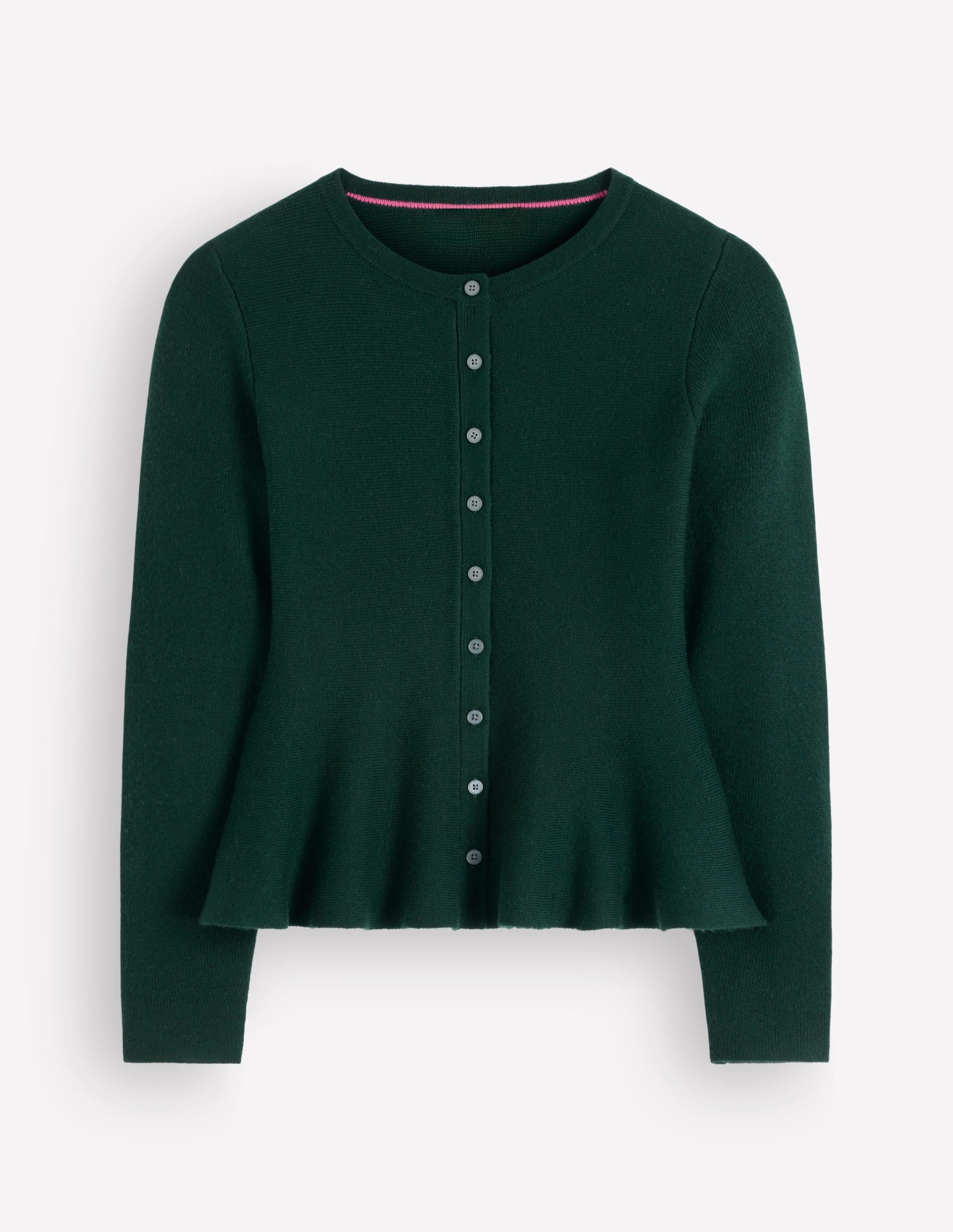 Fitted Wool Peplum Cardigan-Sea moss - Image 6