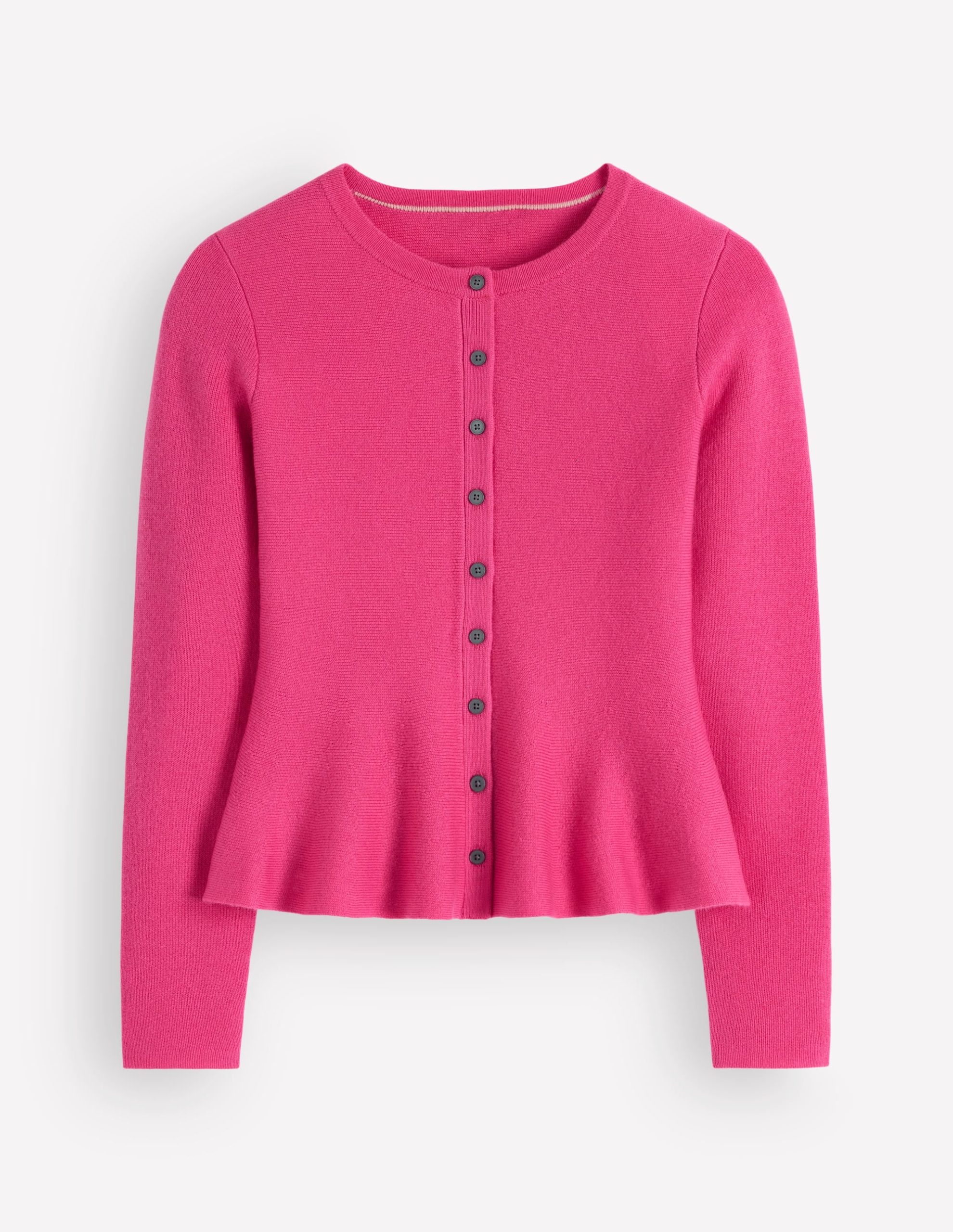 Fitted Wool Peplum Cardigan-Pink - Image 6