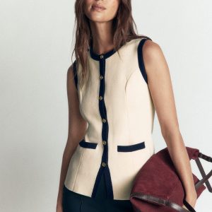 Crew Milano Knit Waistcoat-Ivory