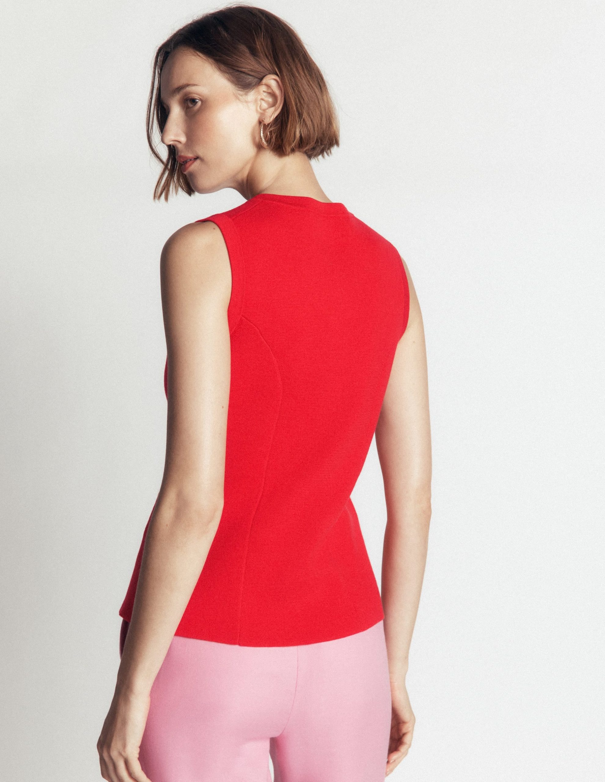 Crew Milano Knit Waistcoat-Poppy Red - Image 2