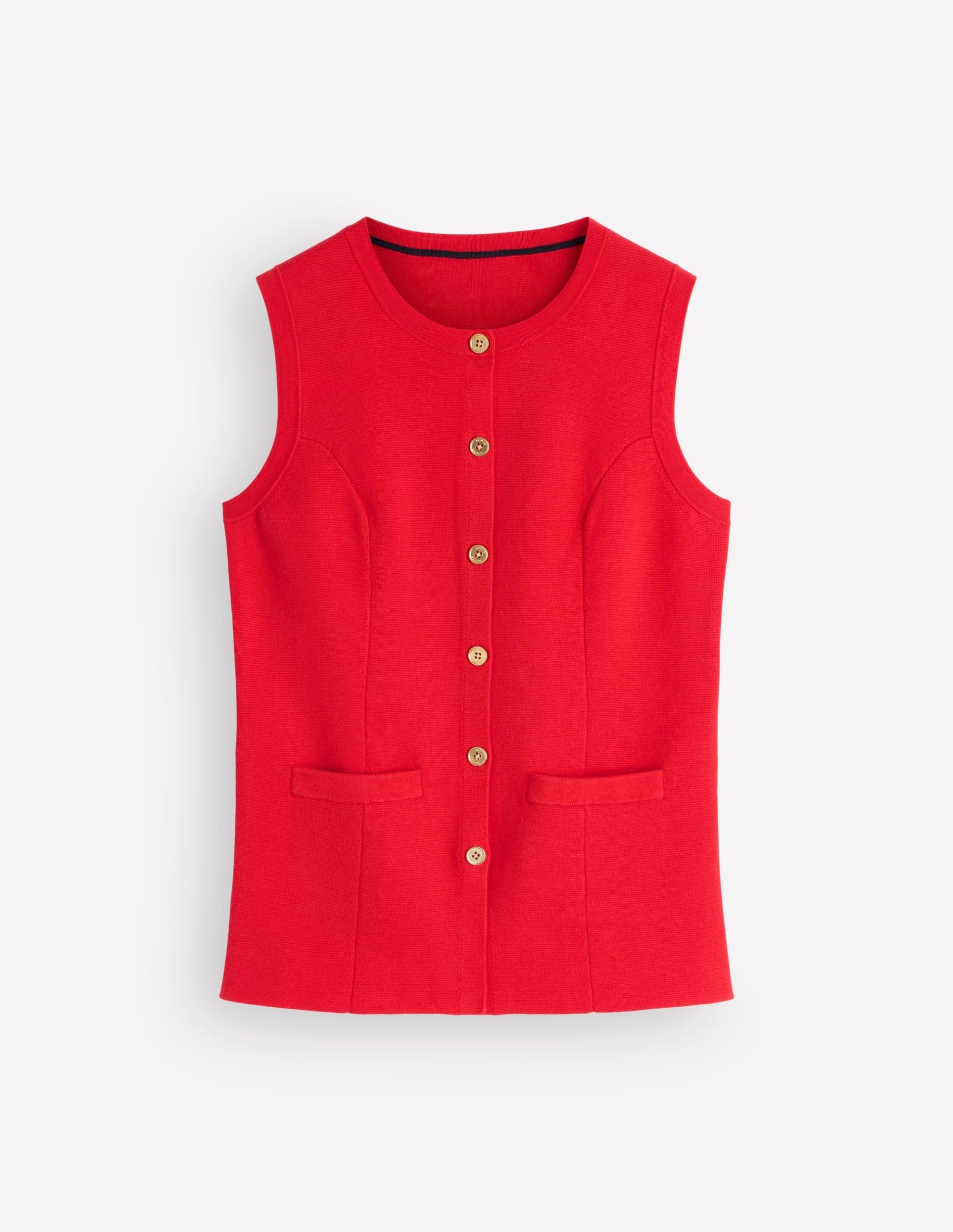 Crew Milano Knit Waistcoat-Poppy Red - Image 7