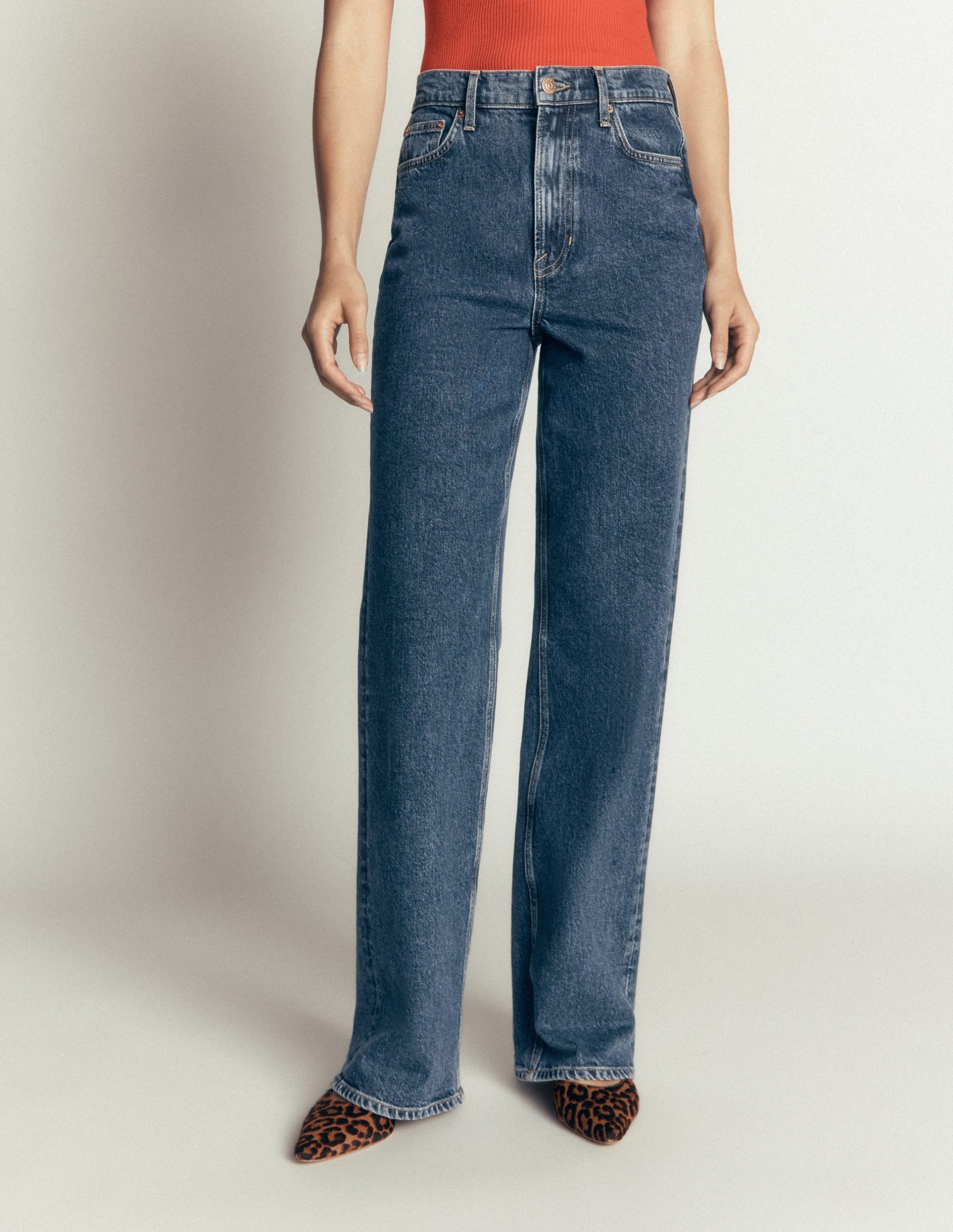 High Rise Column Leg Jeans-Dark Vintage - Image 4