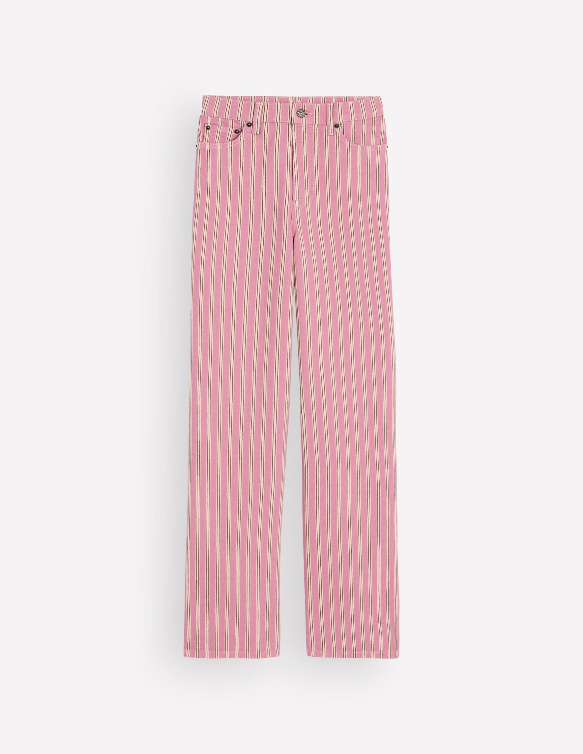 High Rise Column Leg Jeans-Pink. Maroon Tram Stripe - Image 7