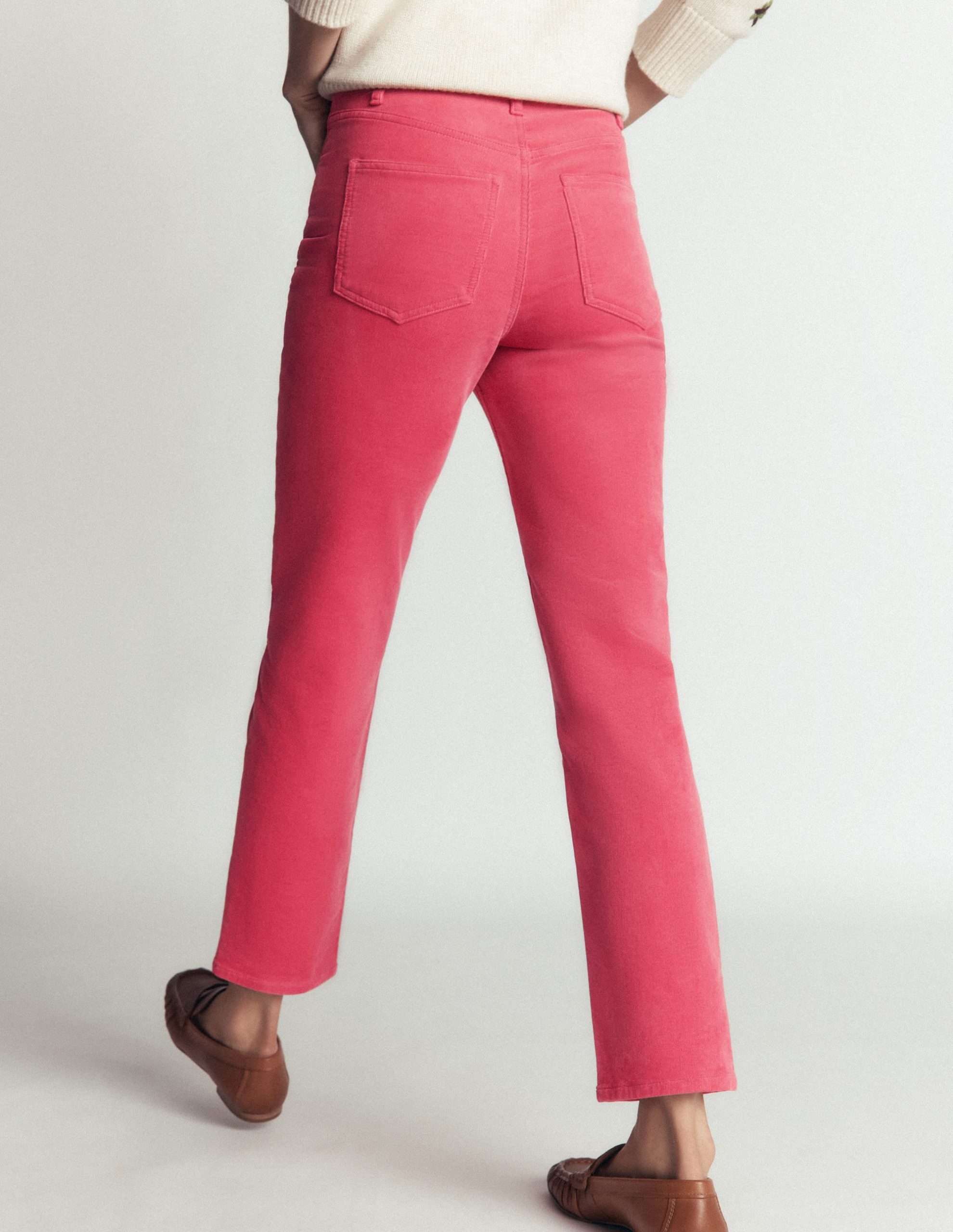 High Rise Cord Slim Jeans-Holly Berry - Image 4