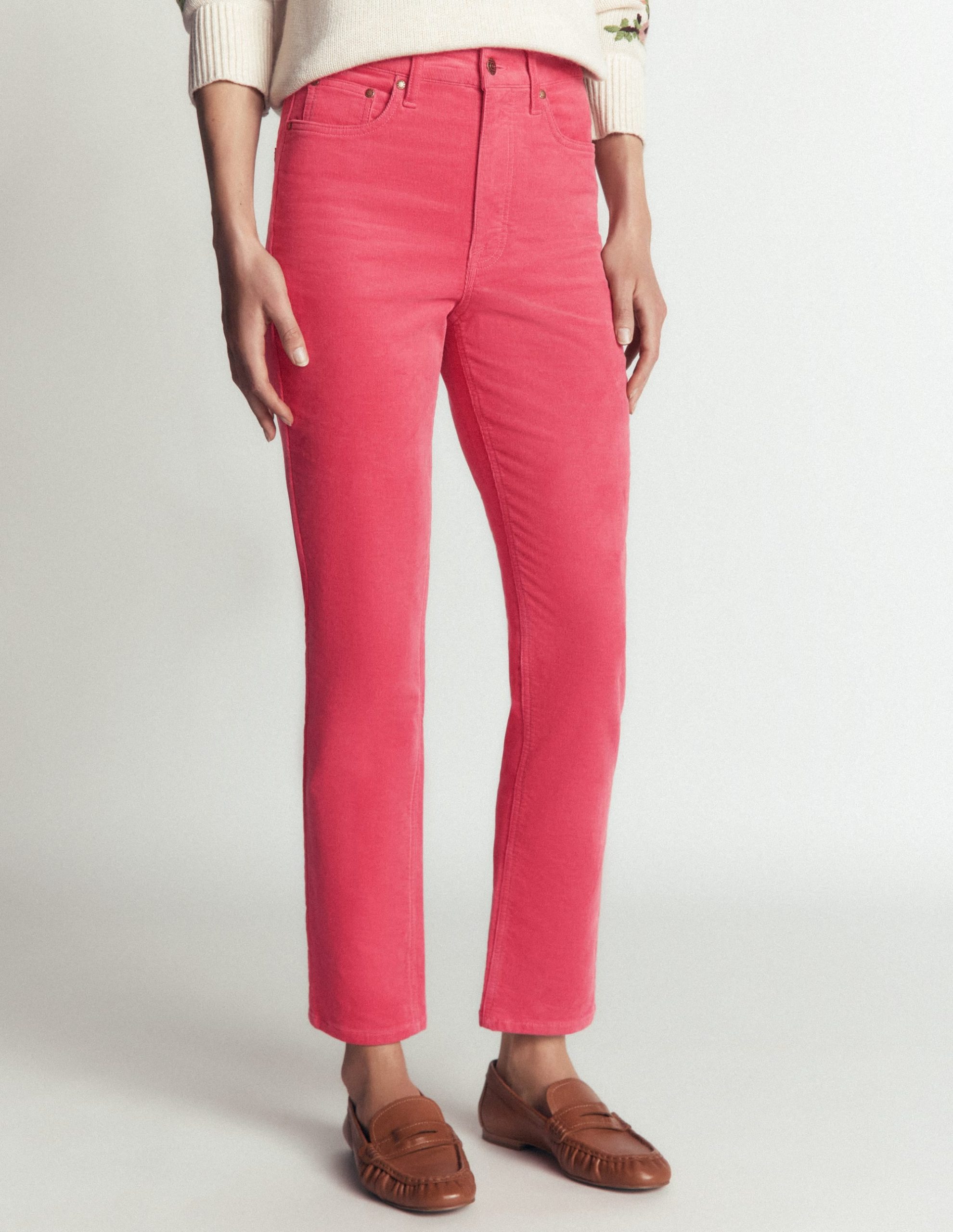 High Rise Cord Slim Jeans-Holly Berry - Image 5