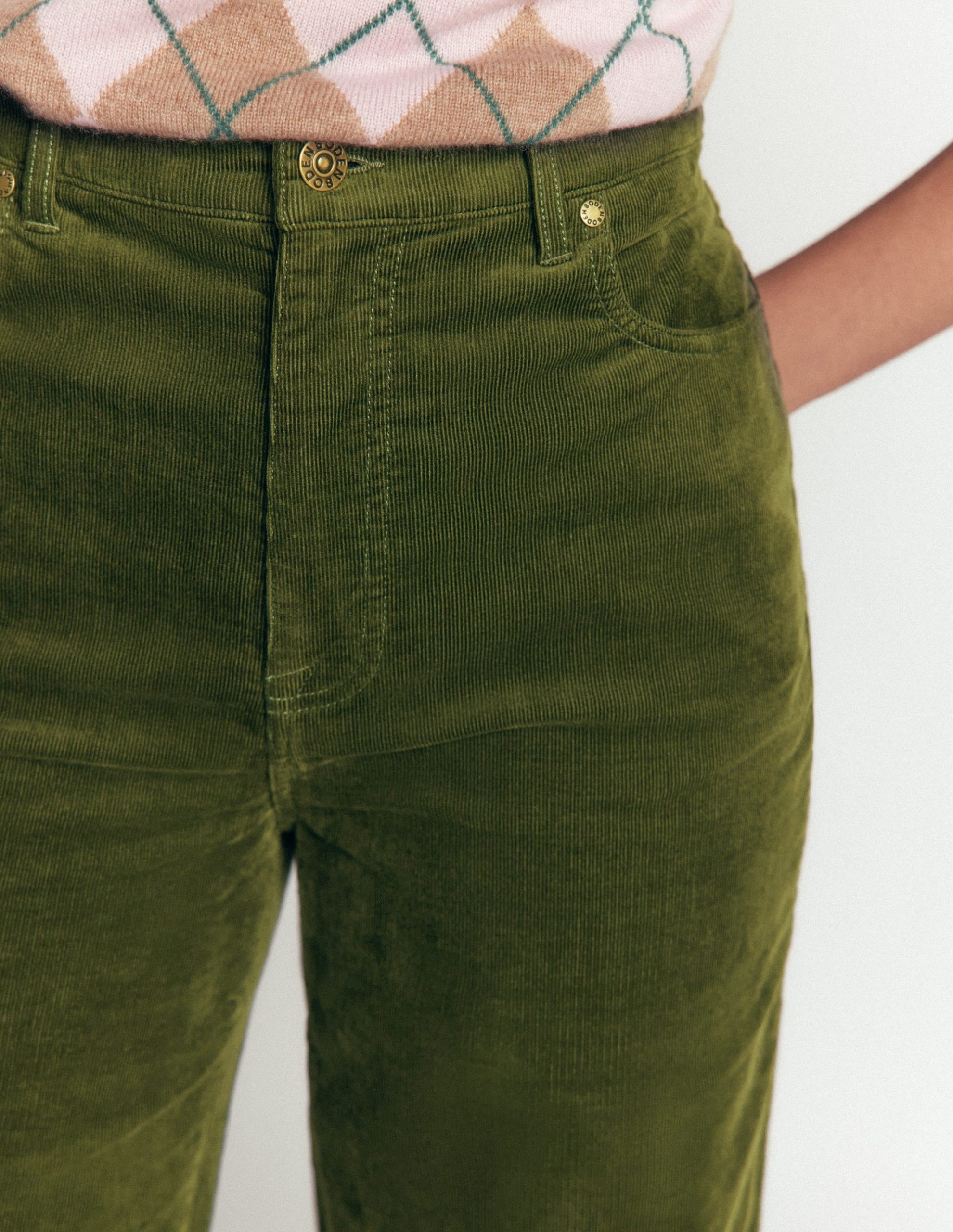 5-Pocket Cord Column Jeans-Chive - Image 2