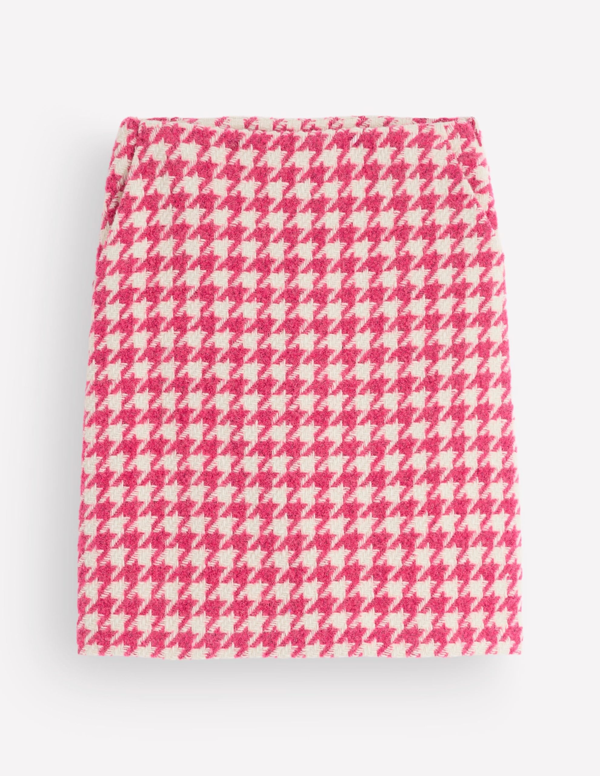 Wool Blend A-Line Skirt-Pink Dogstooth - Image 7