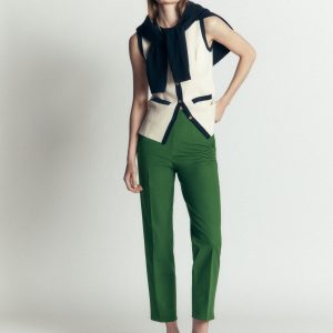 Slim Leg Cotton Pants-Hunter Green