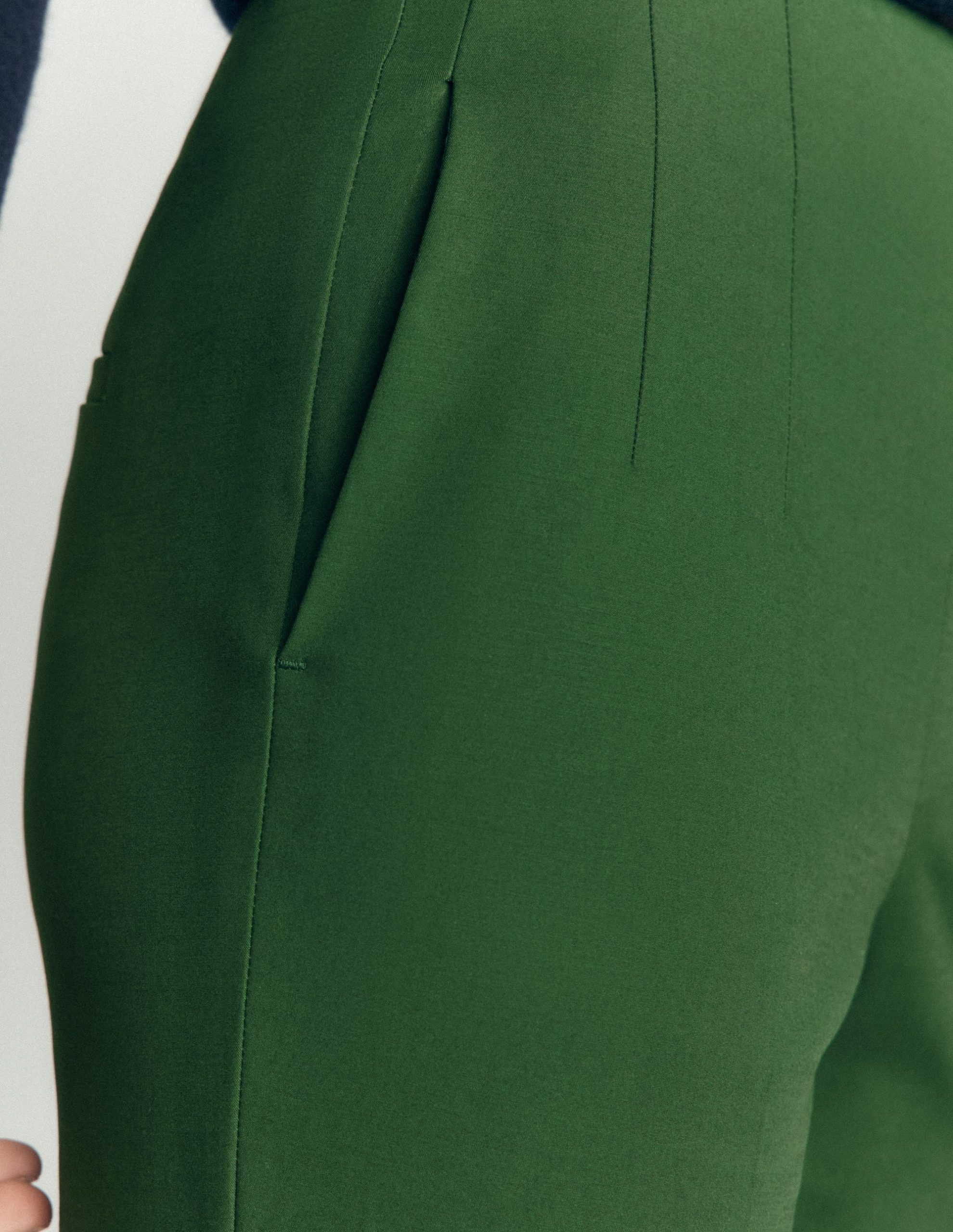 Slim Leg Cotton Pants-Hunter Green - Image 2
