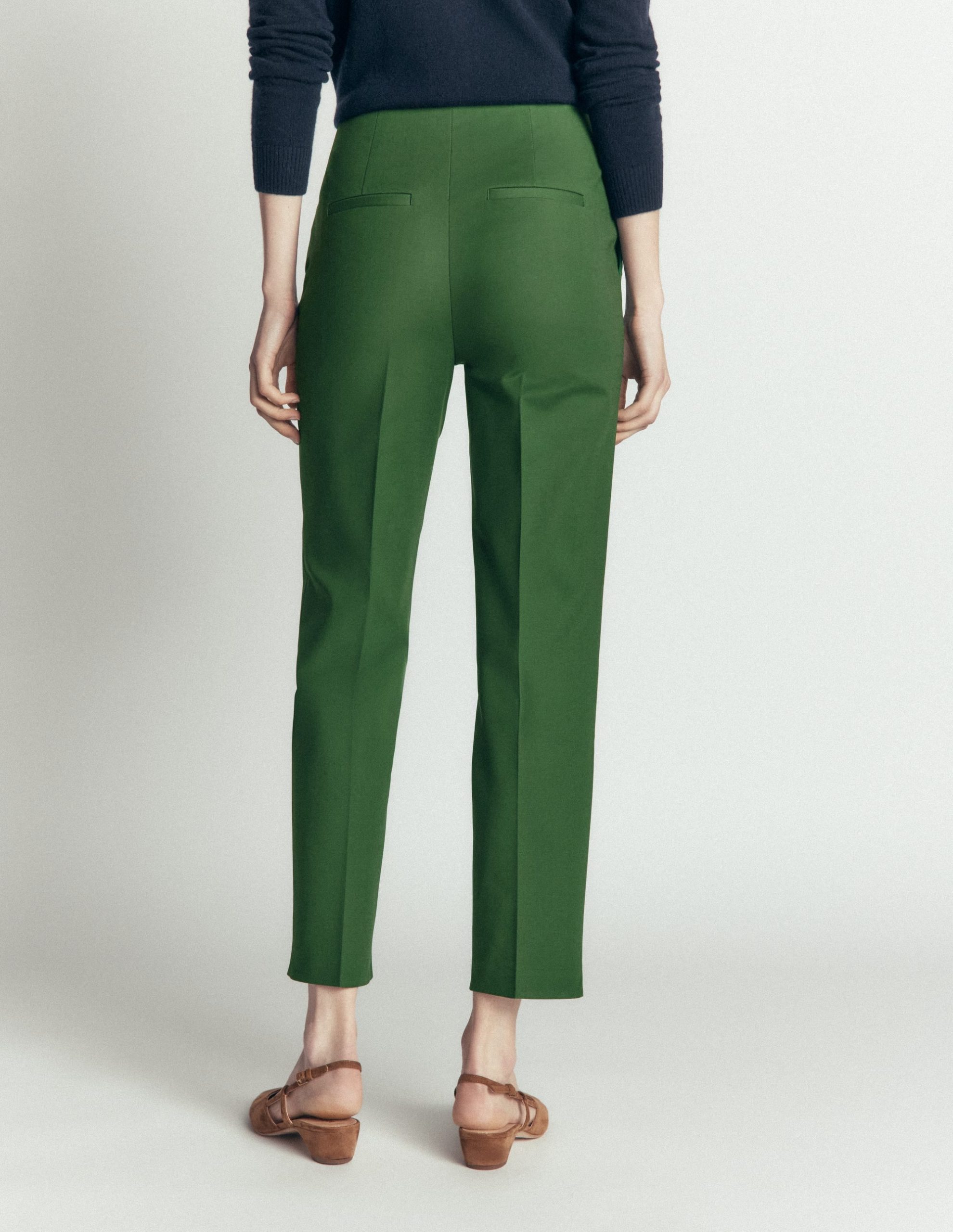 Slim Leg Cotton Pants-Hunter Green - Image 3