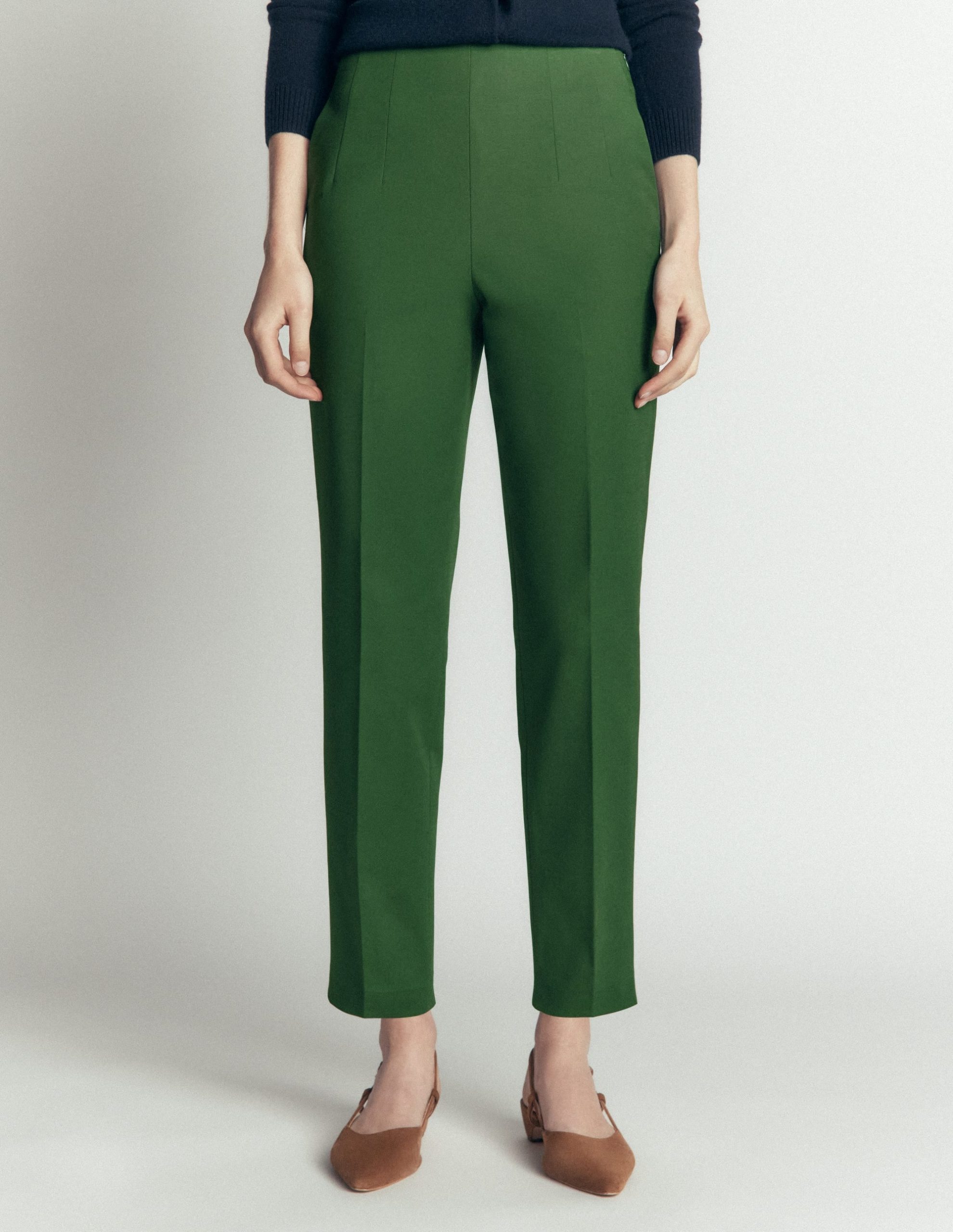 Slim Leg Cotton Pants-Hunter Green - Image 4