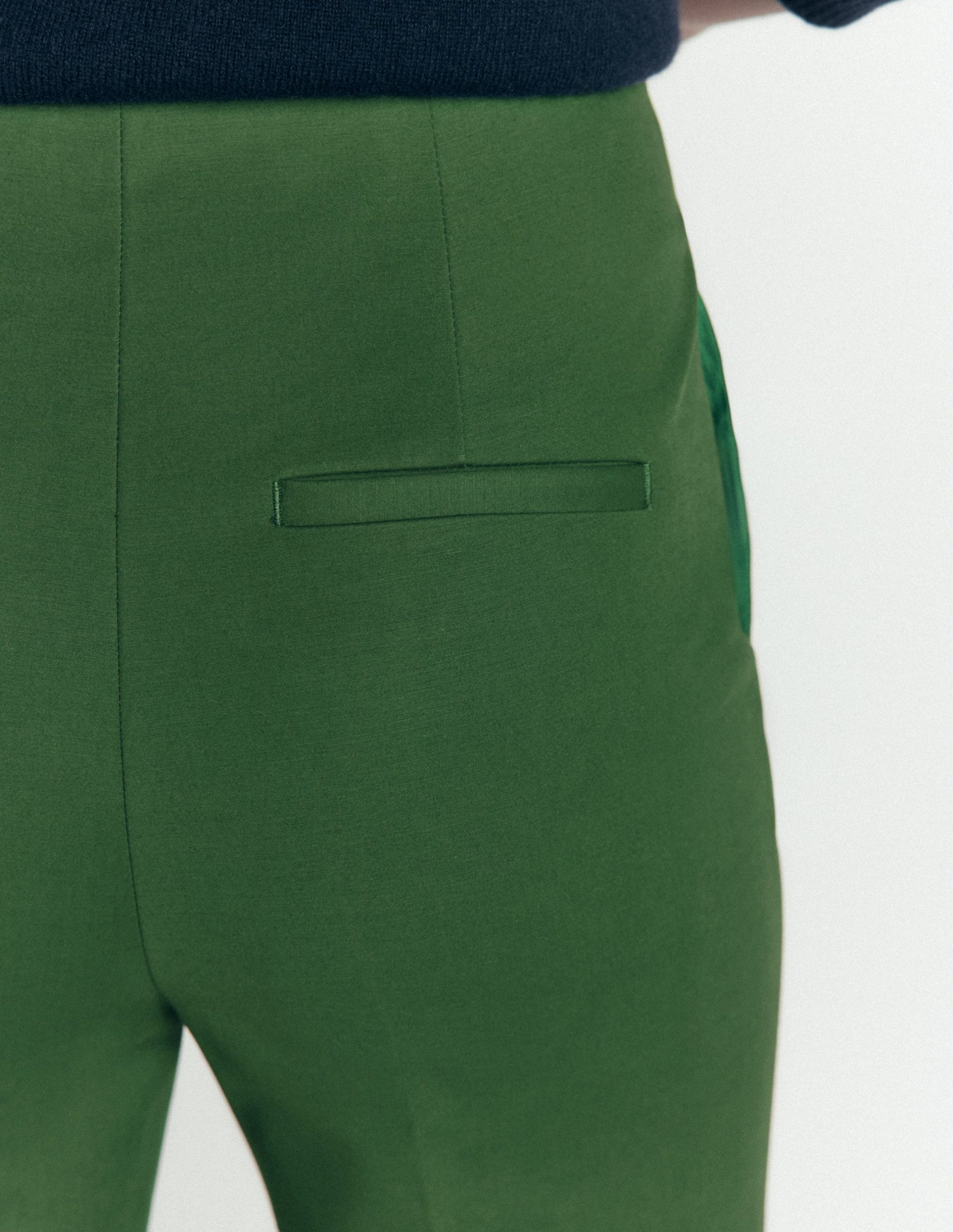 Slim Leg Cotton Pants-Hunter Green - Image 5