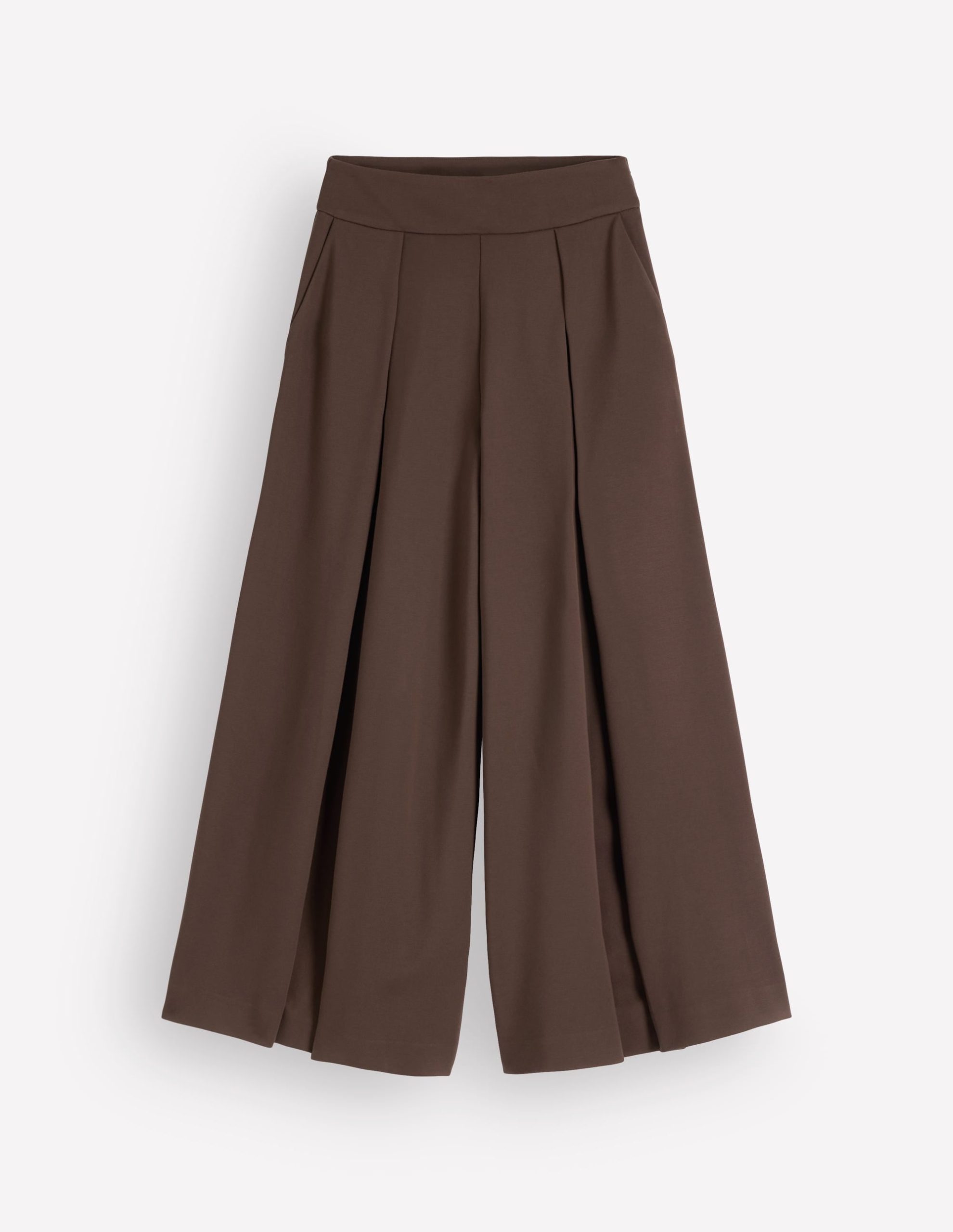 Single Pleat Ponte Culottes-Bitter Chocolate - Image 5