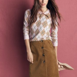 Evelyn Button Cord Wrap Skirt-Gingerbread