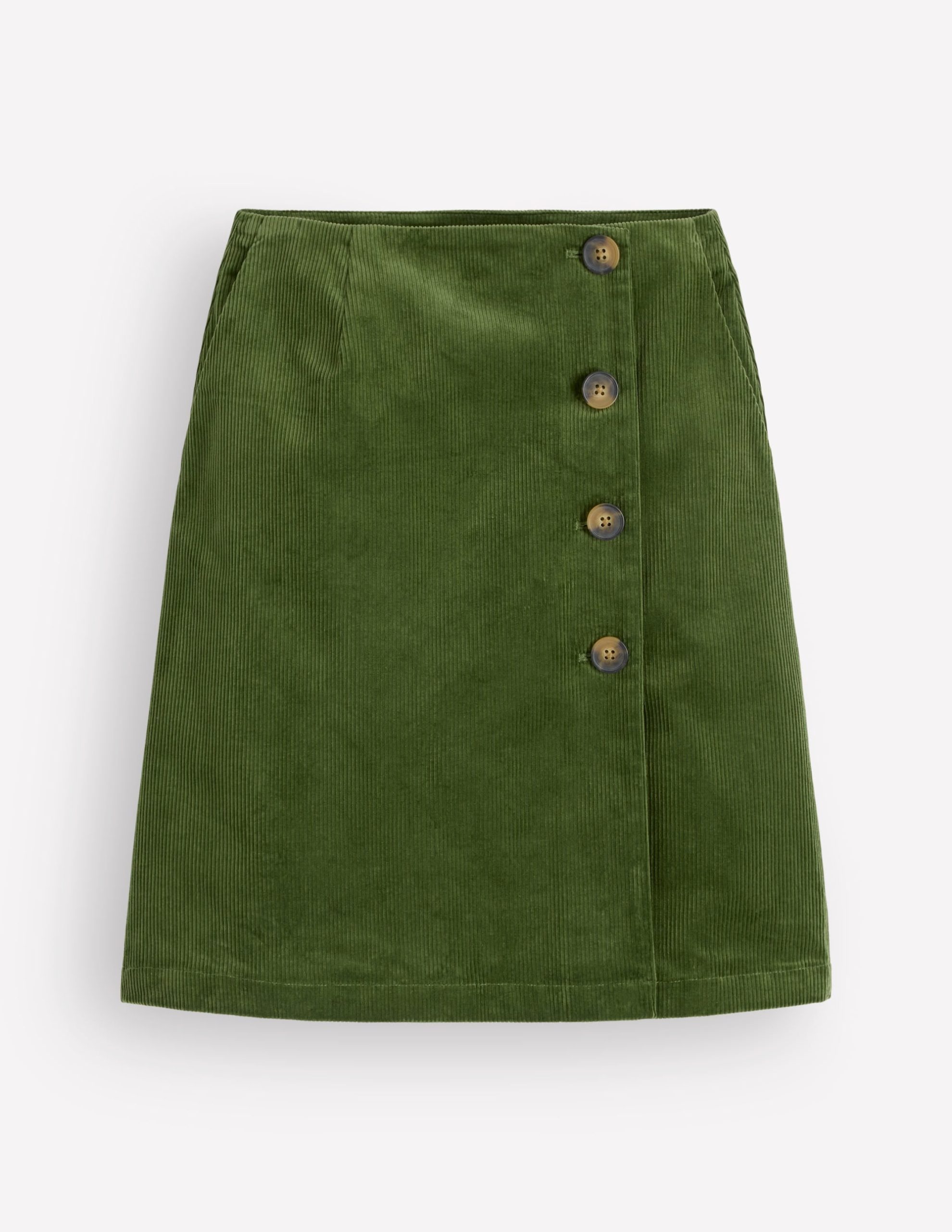 Evelyn Button Cord Wrap Skirt-Forest Green - Image 5
