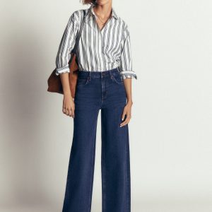 High Rise Wide Leg Jeans-Indigo Rinse