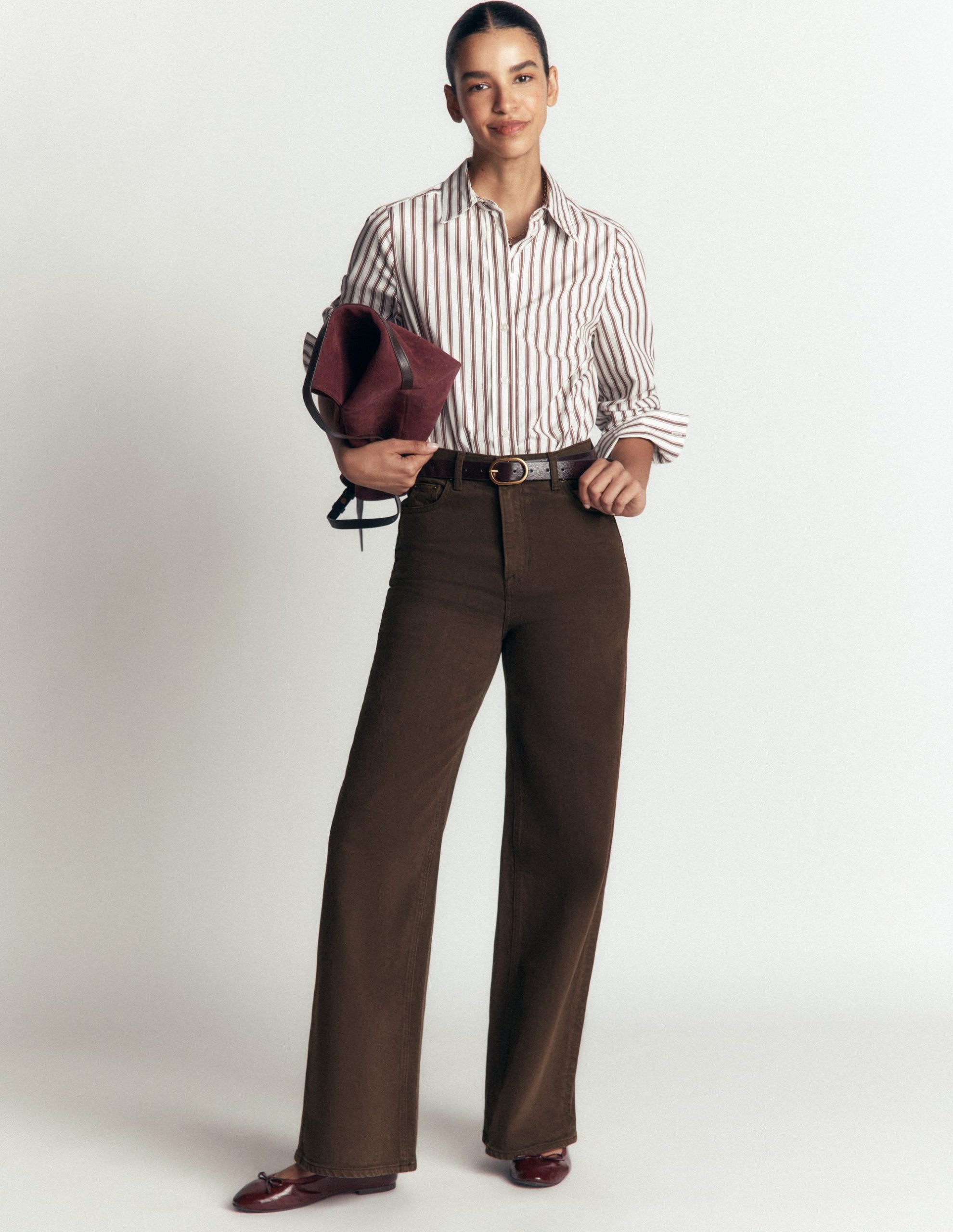 High Rise Wide Leg Jeans-Dark Chocolate