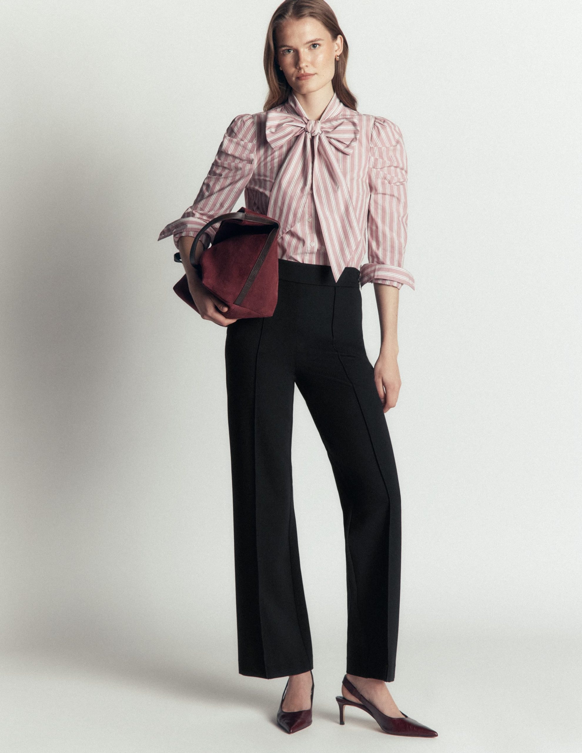 Straight Leg Ponte Pants-Black