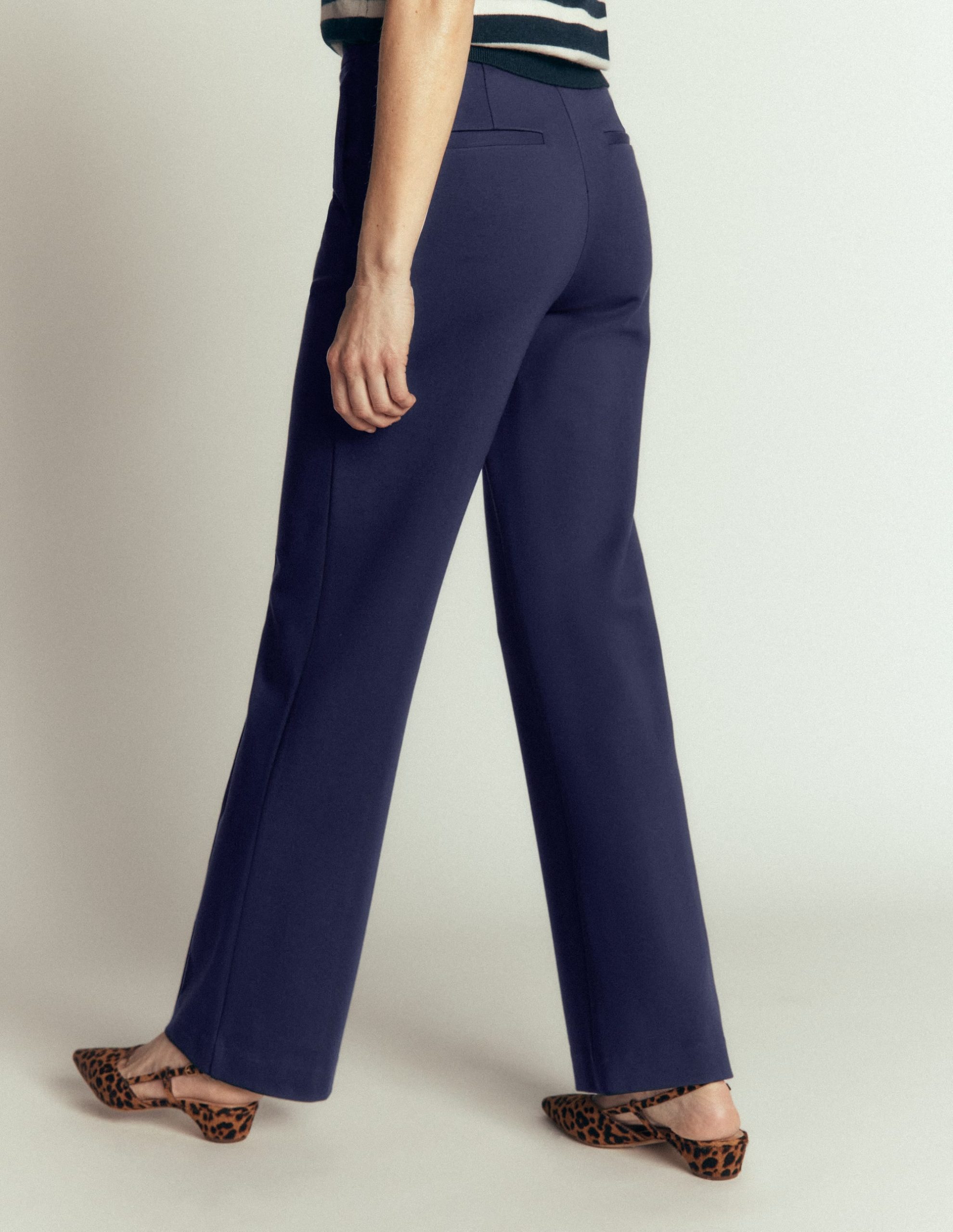 Straight Leg Ponte Pants-Navy Contrast Stitch - Image 3