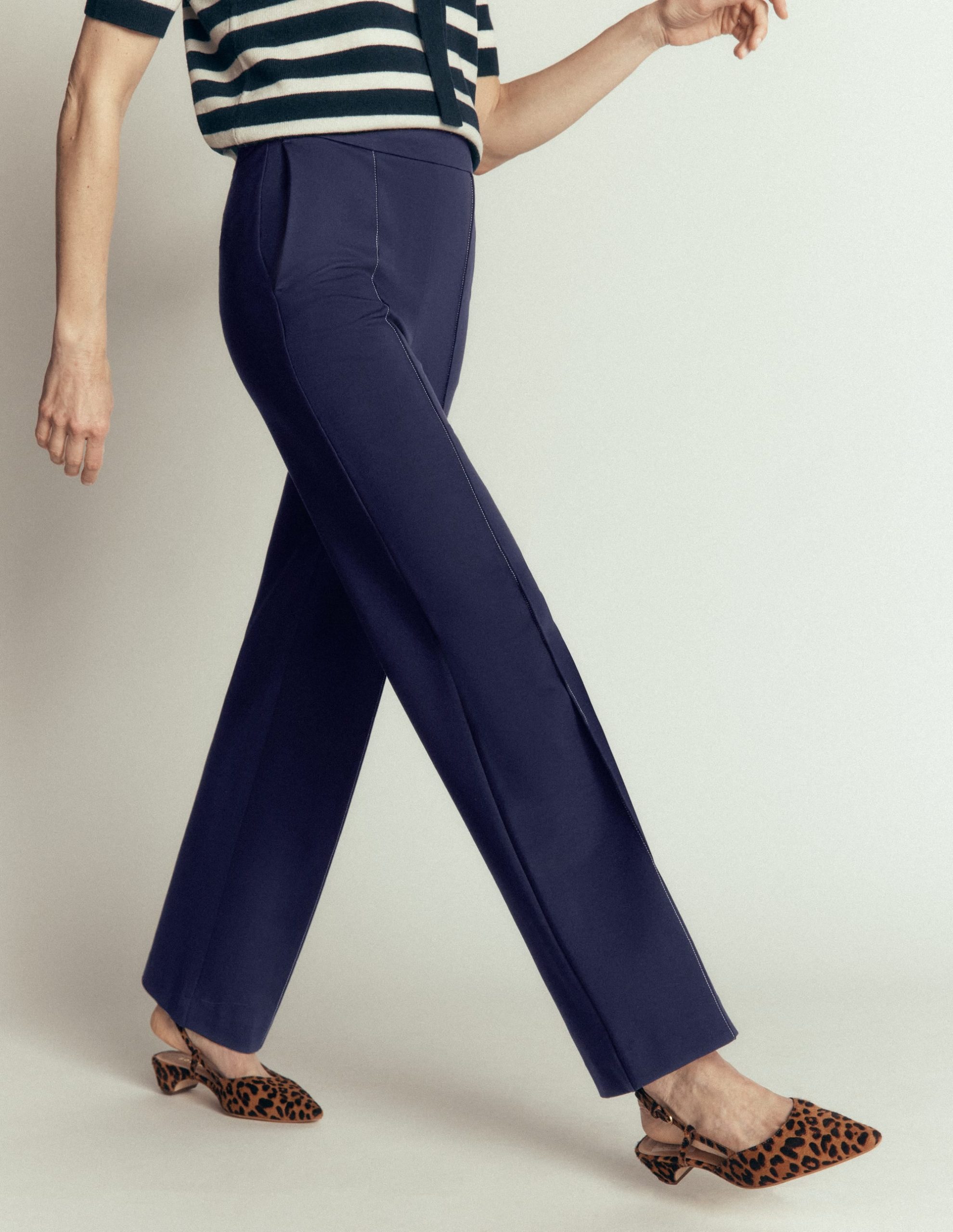 Straight Leg Ponte Pants-Navy Contrast Stitch - Image 5
