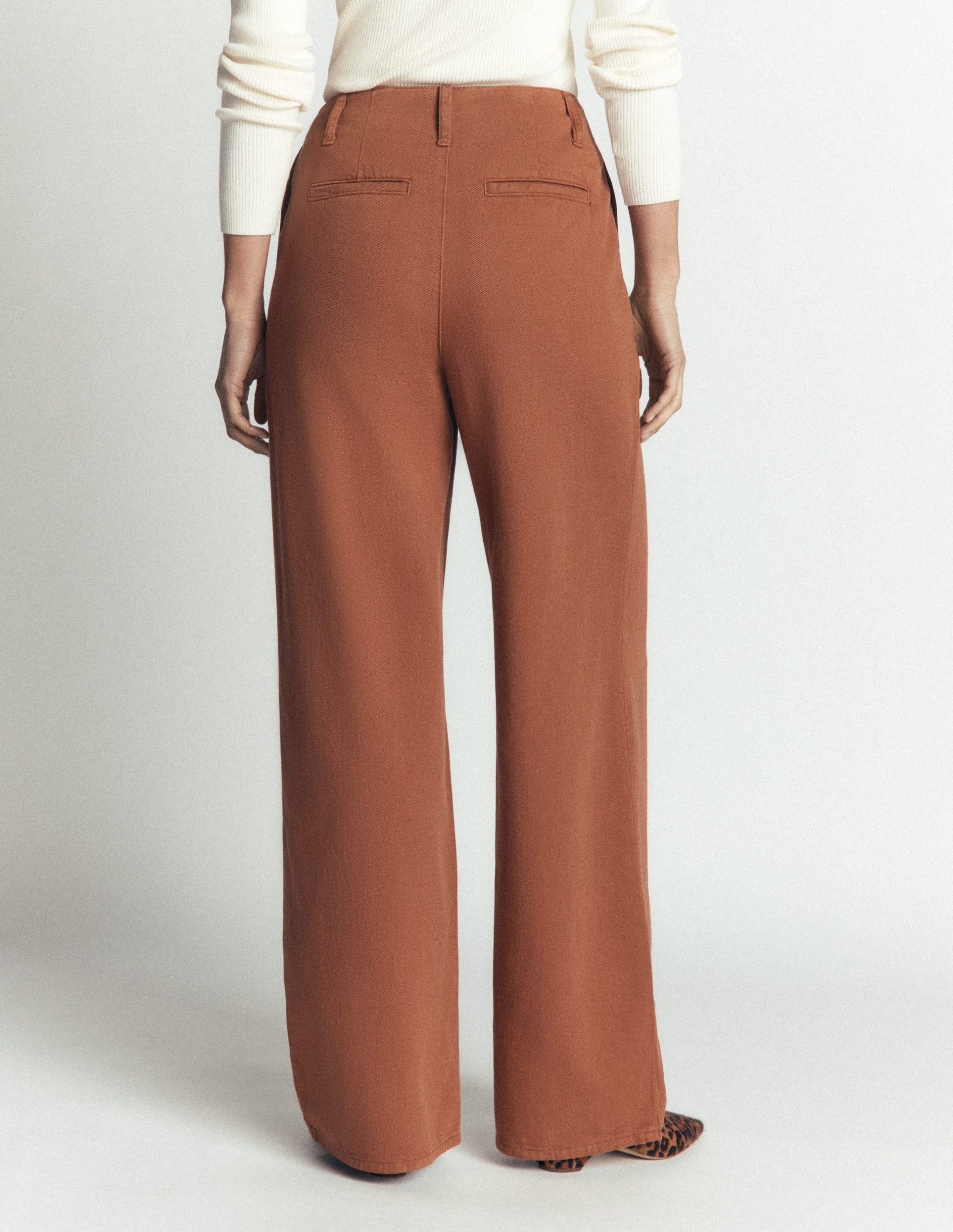 Mayfair Pleat Detail Pants-Burnt Orange - Image 3