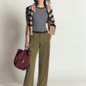 Mayfair Pleat Detail Pants-Woodland Green