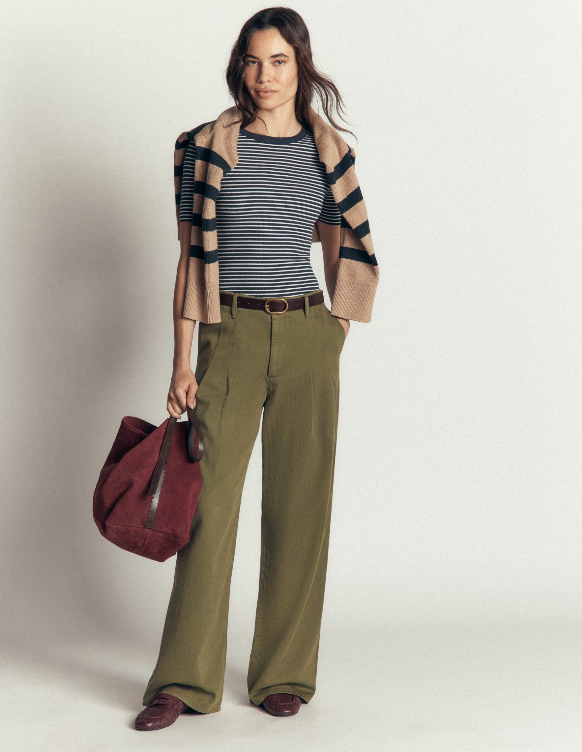 Mayfair Pleat Detail Pants-Woodland Green